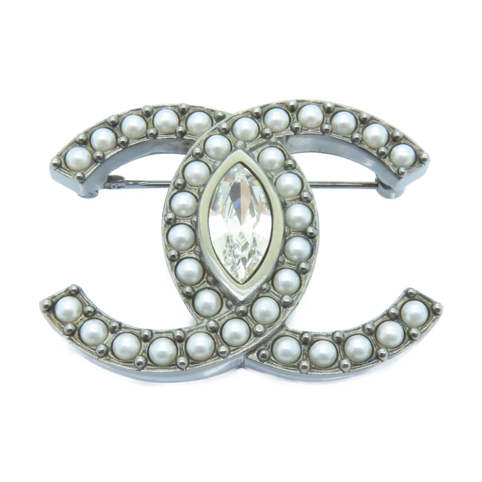 CHANEL PVC/金屬Brooch胸針銀色/白色