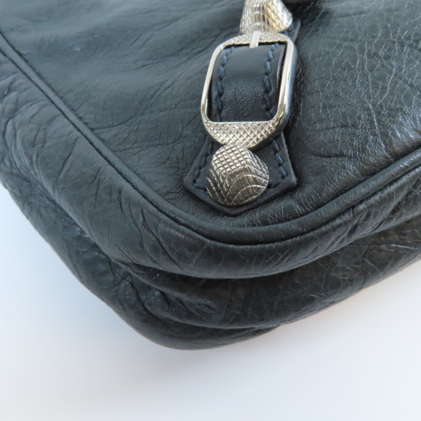 BALENCIAGA 牛皮皮革Gaint Hip銀扣肩背袋深灰色