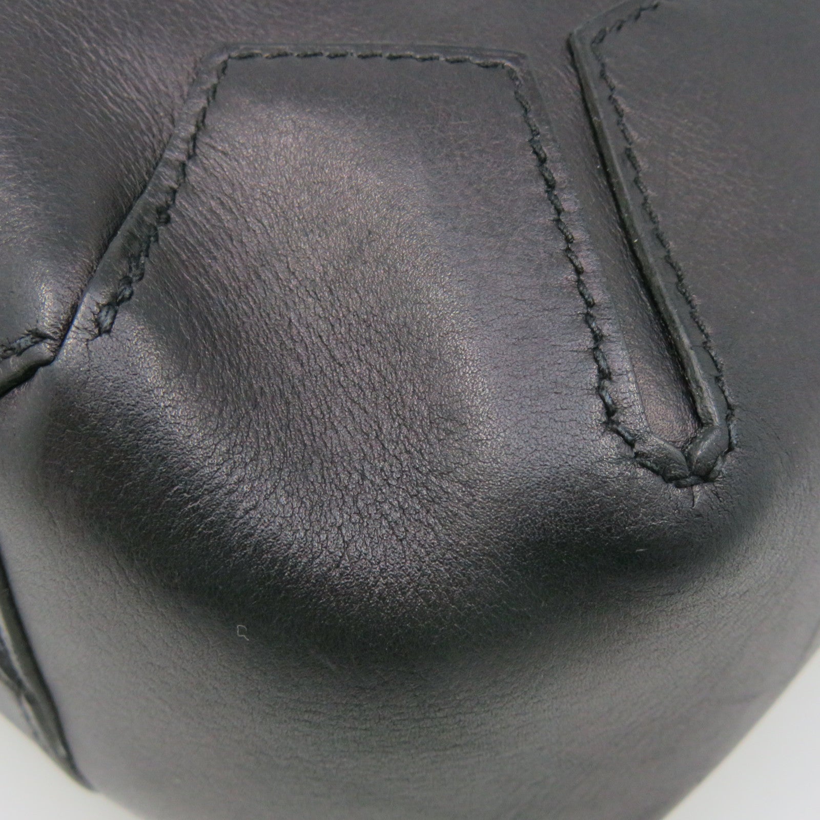 HERMES Cowhide Leather Shoulder Bag Black