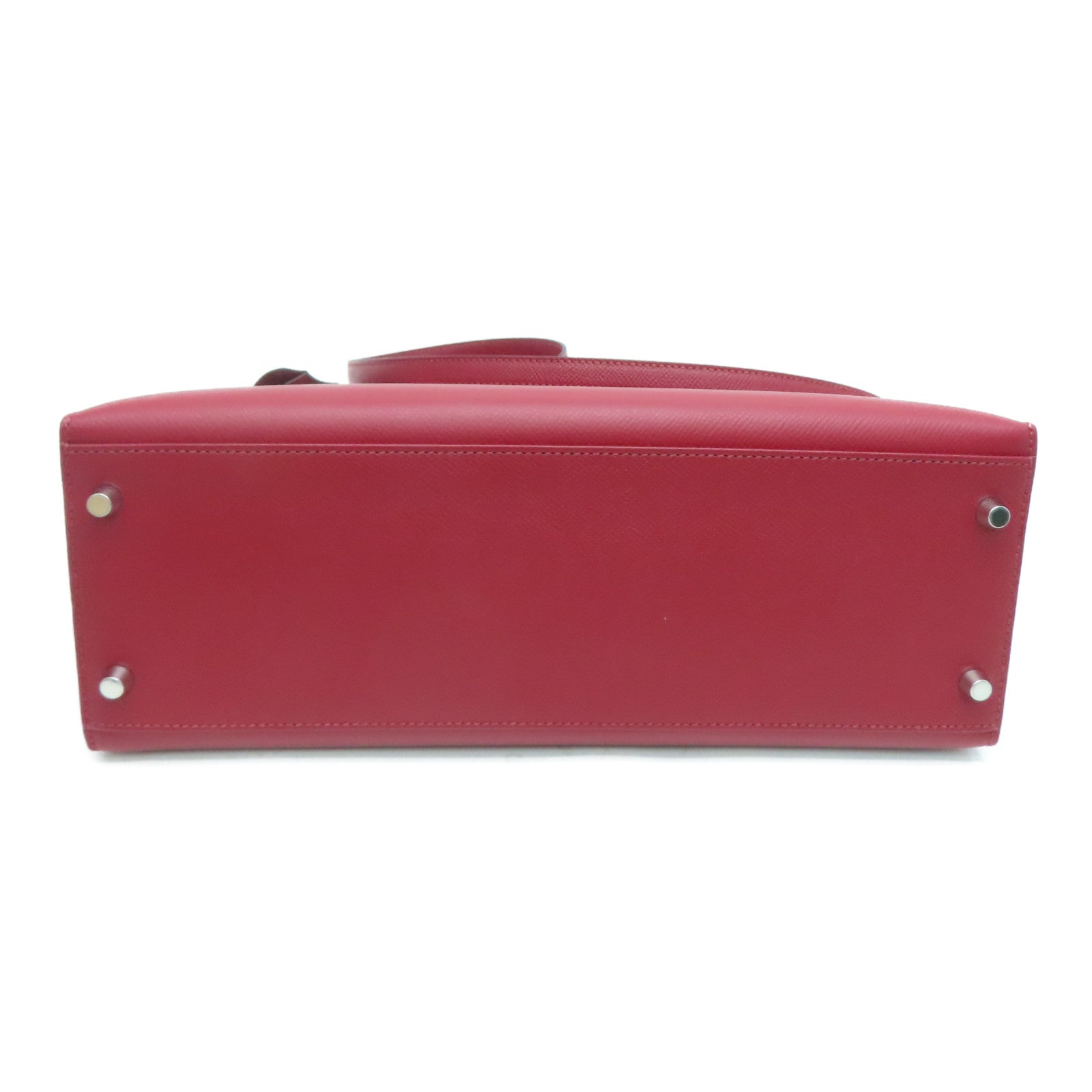 HERMES [Sharp Discount] Epson Leather Kelly 32 Silver Buckle Hand Bag Rouge Grenat/Red