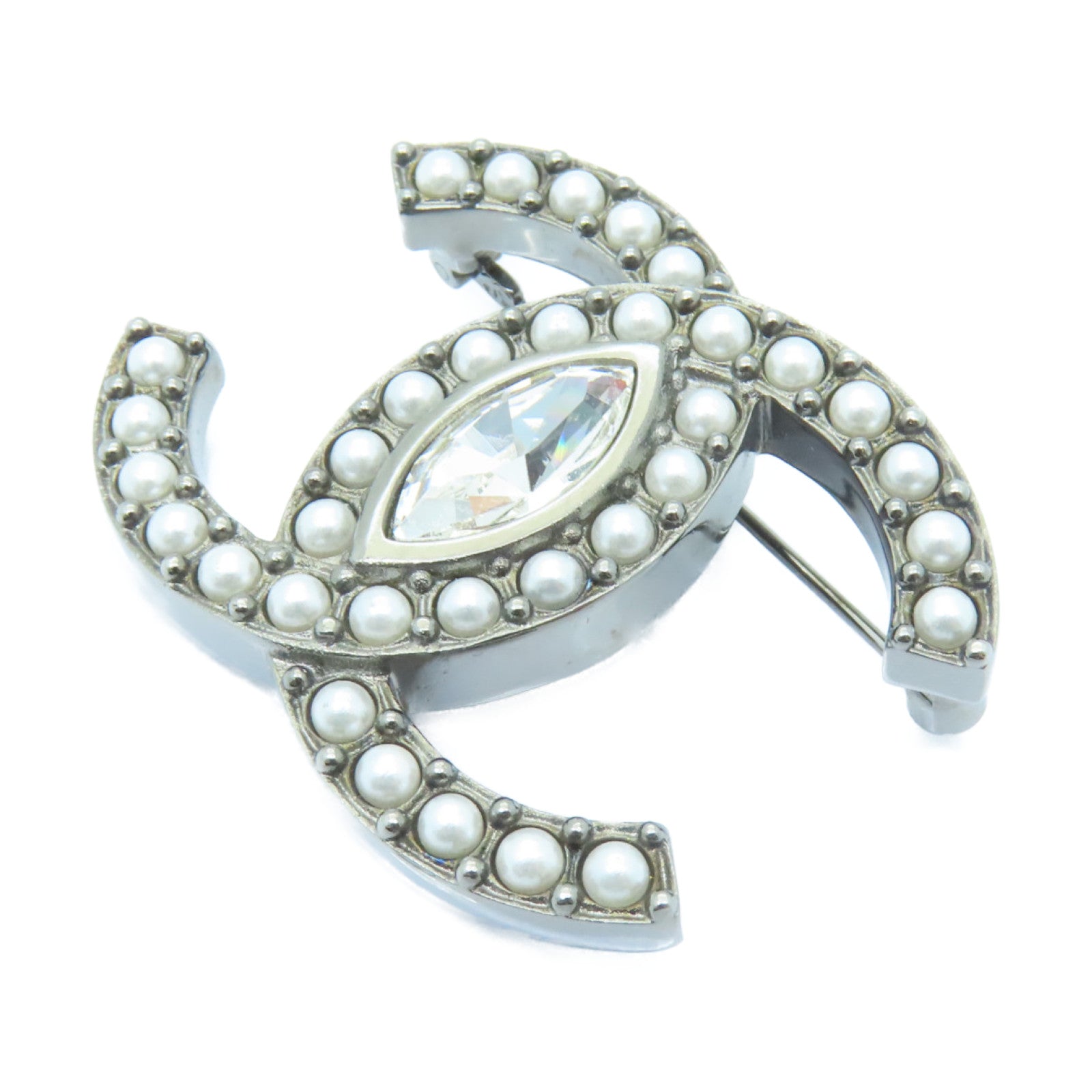 CHANEL PVC/金屬Brooch胸針銀色/白色