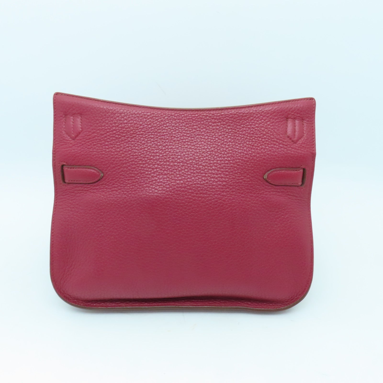 HERMES Clemence皮革Jypsiere 28銀扣肩背袋Ruby酒紅色