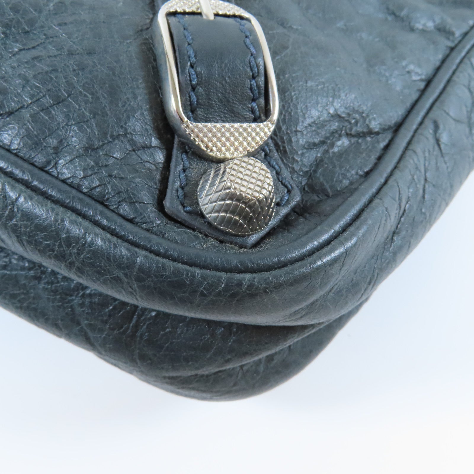 BALENCIAGA 牛皮皮革Gaint Hip銀扣肩背袋深灰色