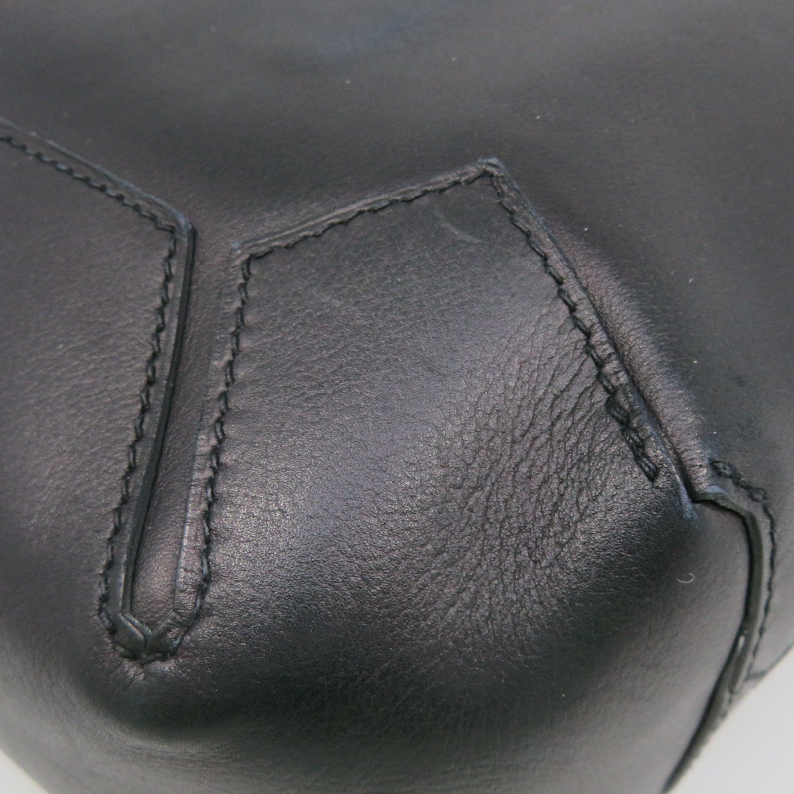 HERMES Cowhide Leather Shoulder Bag Black
