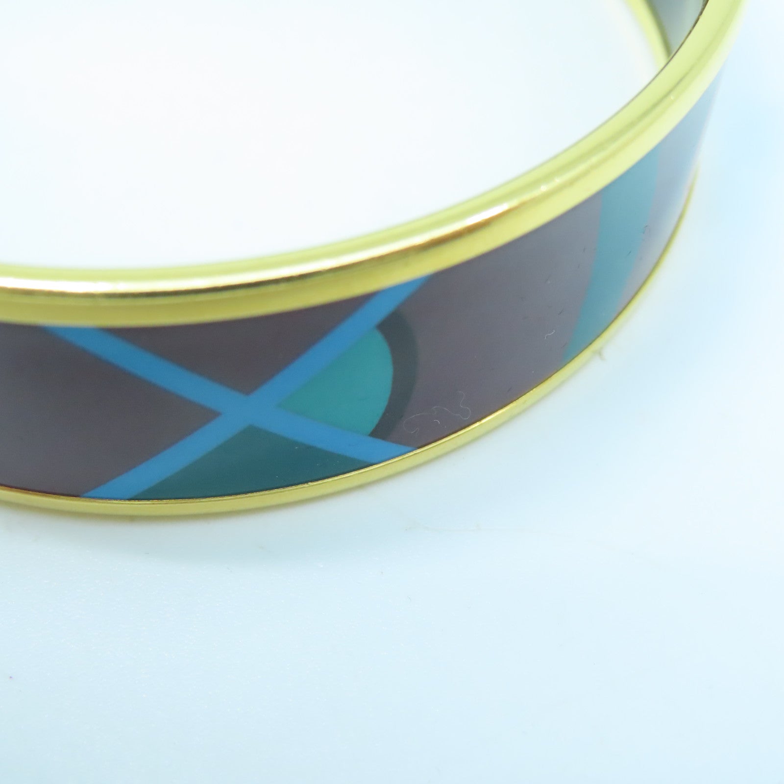 HERMES metal Bangle gold buckle bracelet blue green