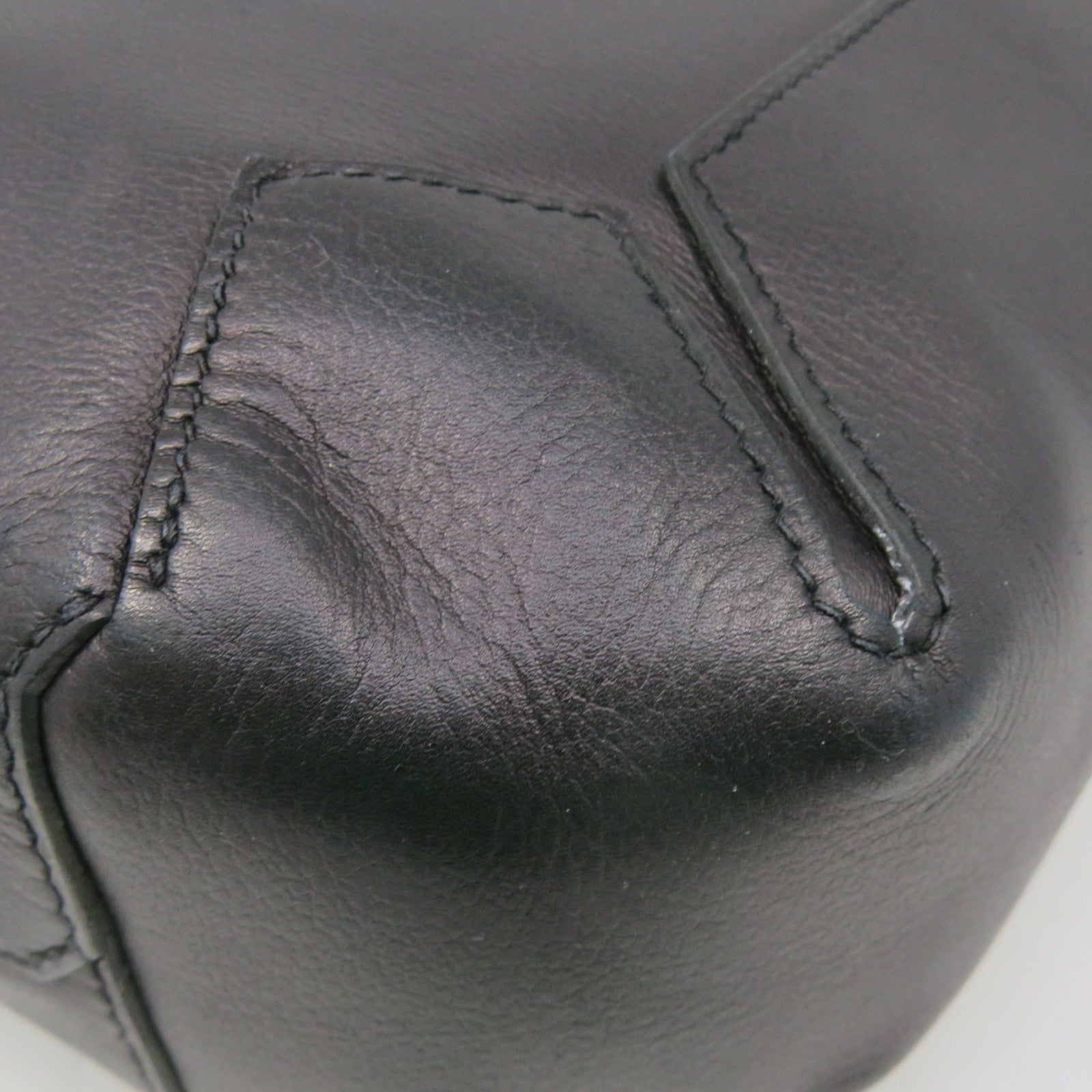 HERMES Cowhide Leather Shoulder Bag Black