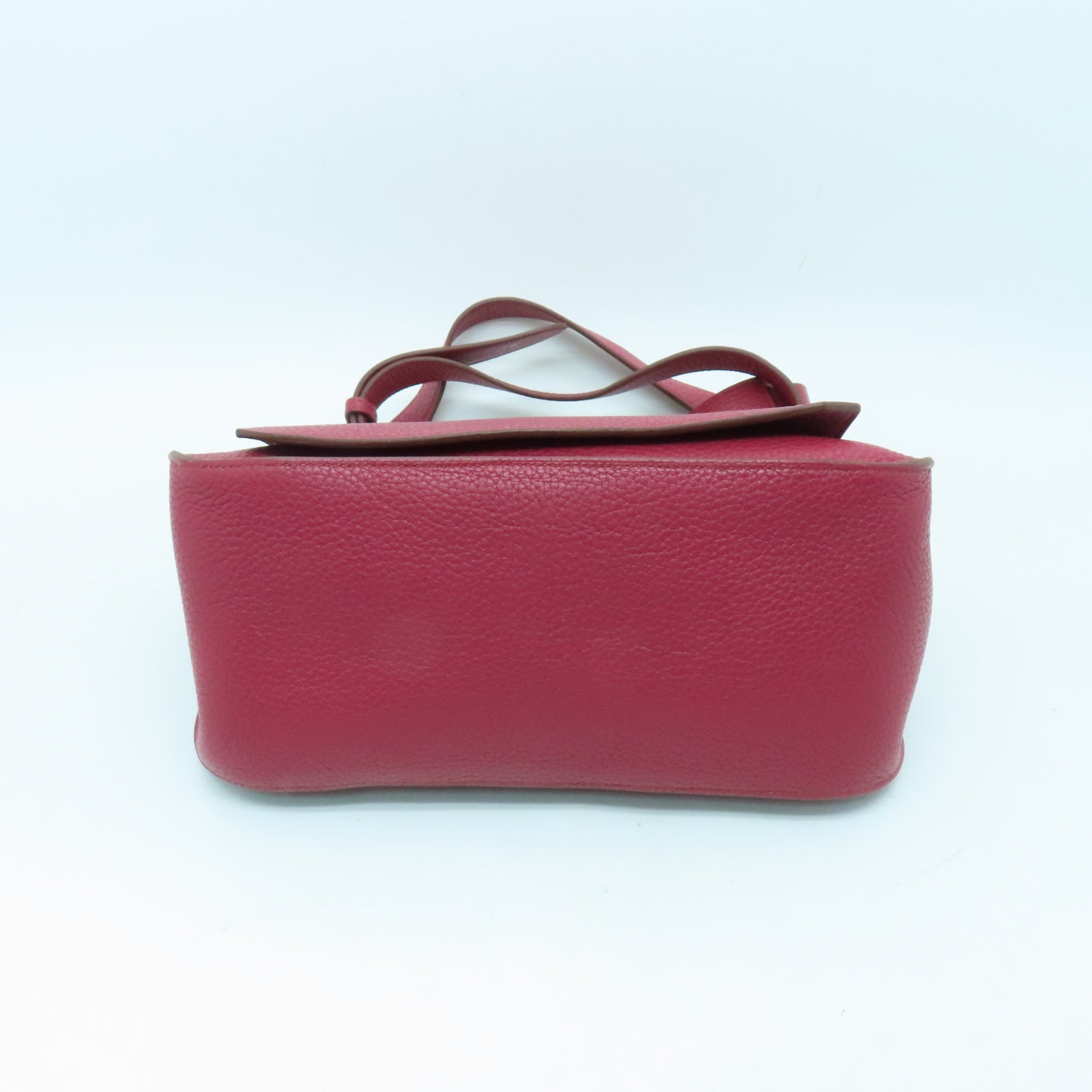 HERMES Clemence皮革Jypsiere 28銀扣肩背袋Ruby酒紅色
