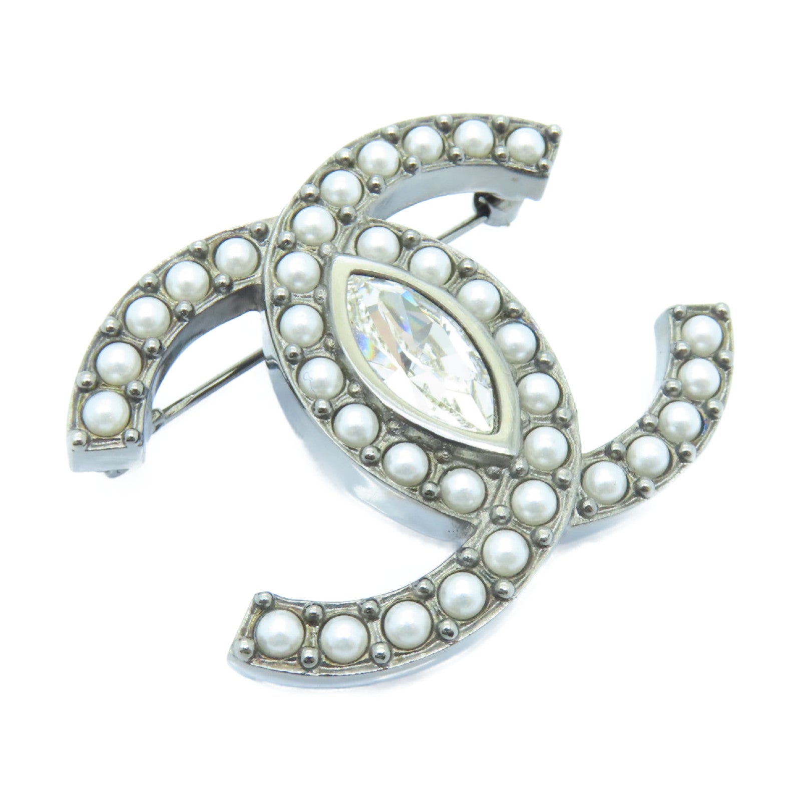 CHANEL PVC/金屬Brooch胸針銀色/白色