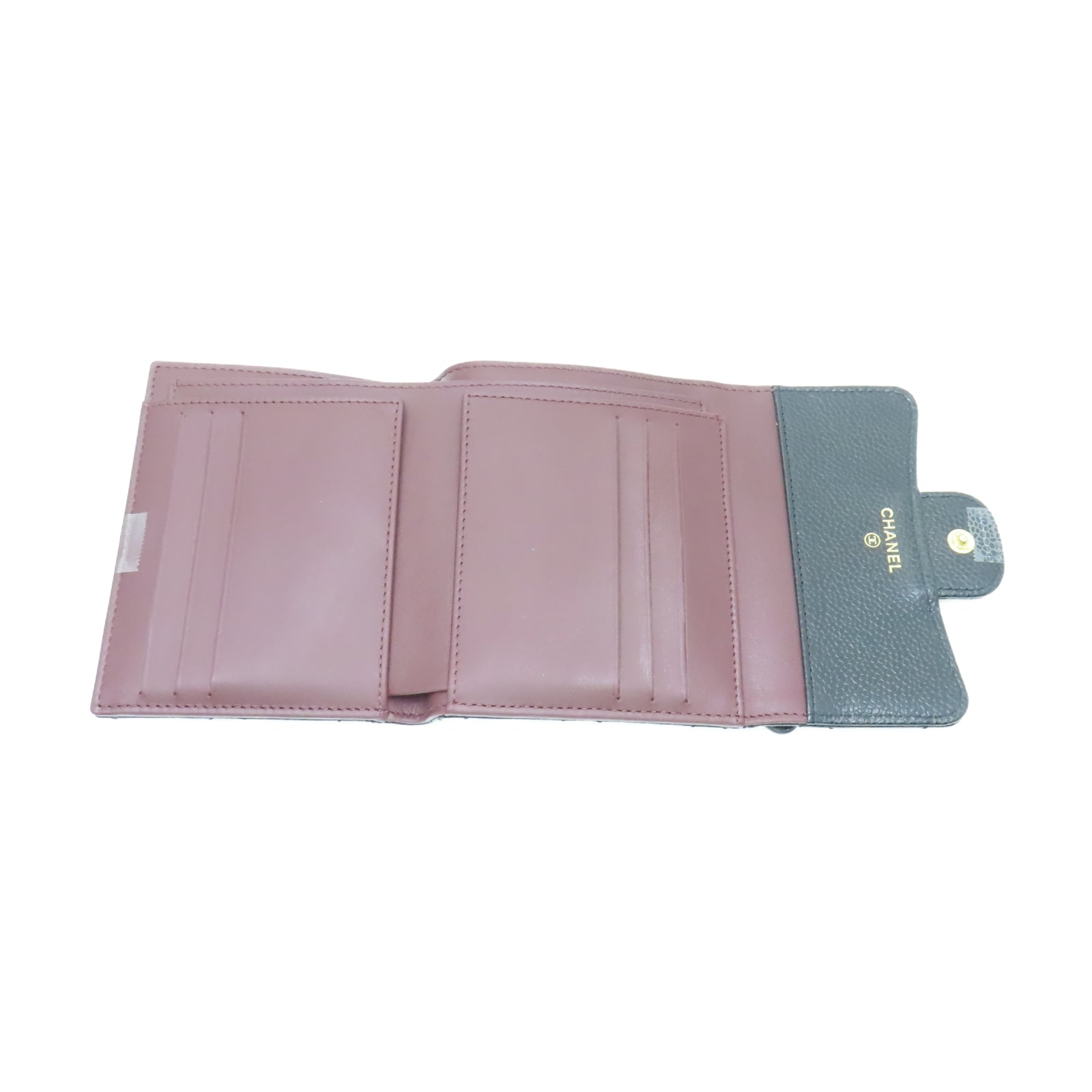 CHANEL 菱格Caviar皮革Wallet金扣錢包黑色