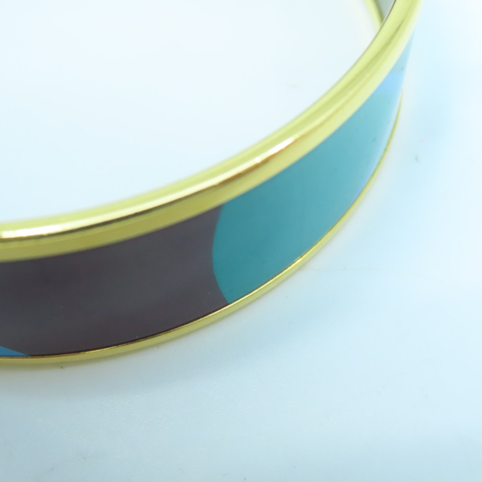 HERMES metal Bangle gold buckle bracelet blue green