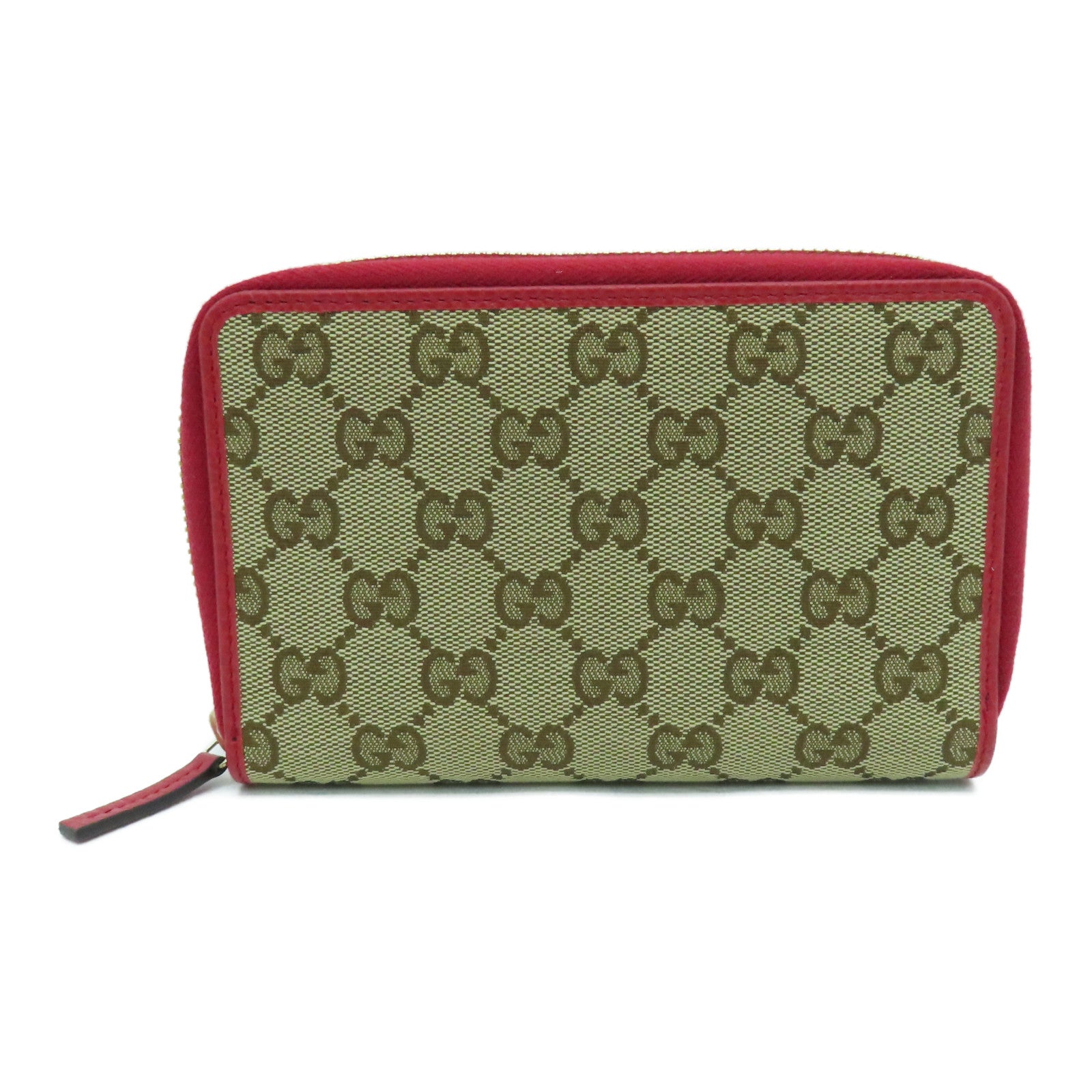 GUCCI 帆布Wallet金扣錢包紅色/啡色