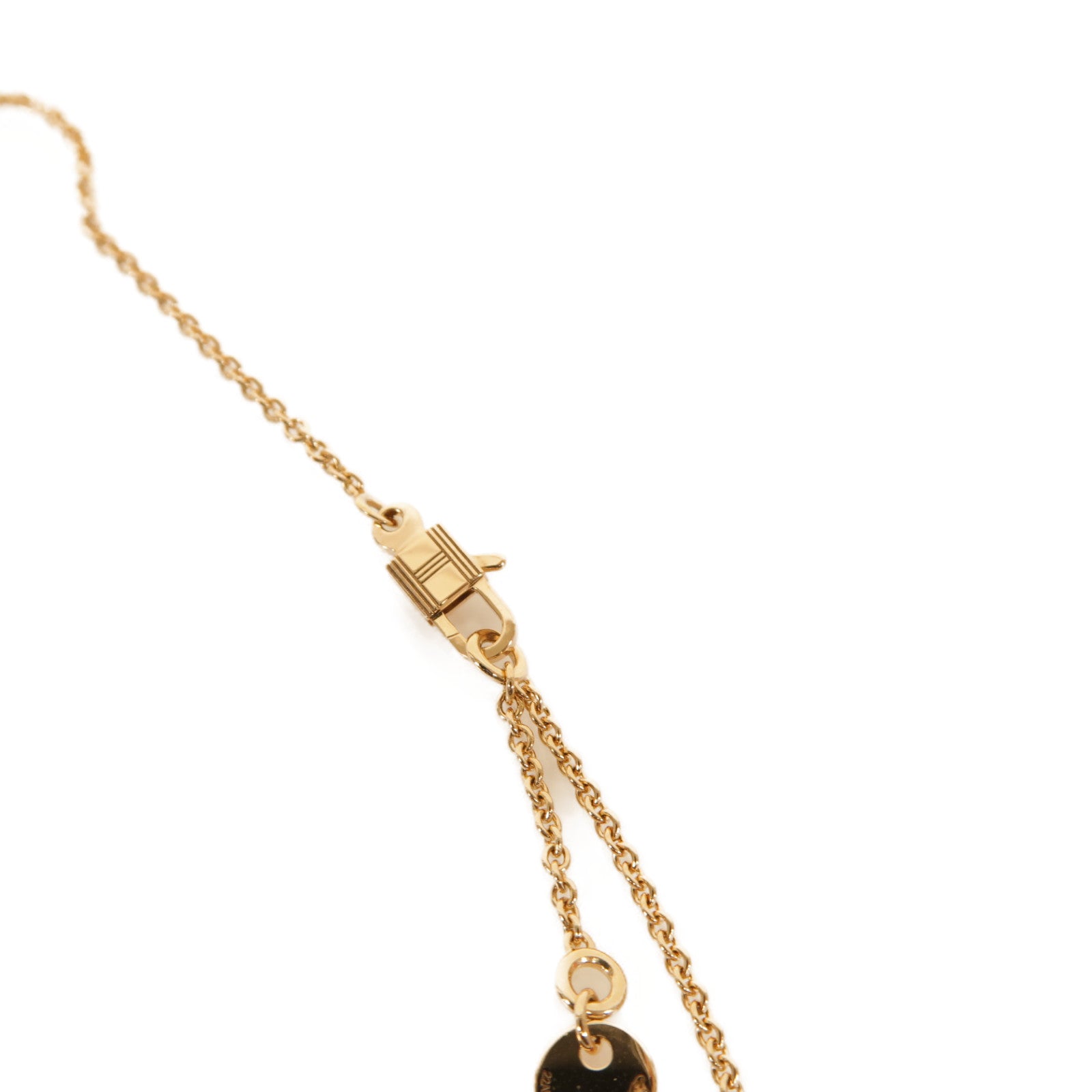 HERMES 黒翡翠/18K玫瑰金Amulette Constance項鍊黒色