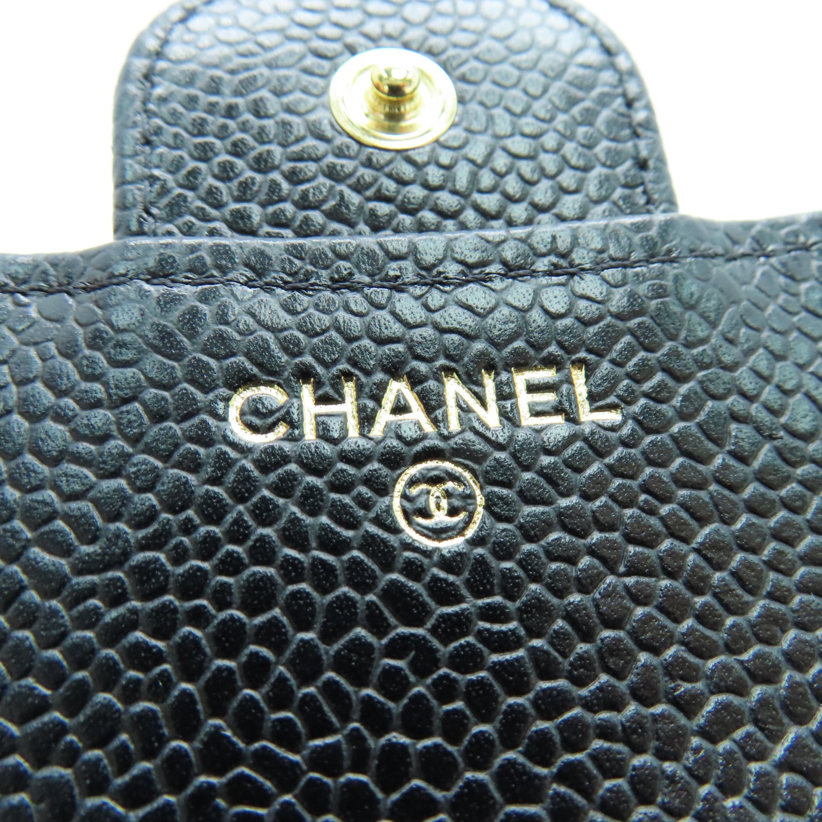 CHANEL 菱格Caviar皮革Wallet金扣錢包黑色