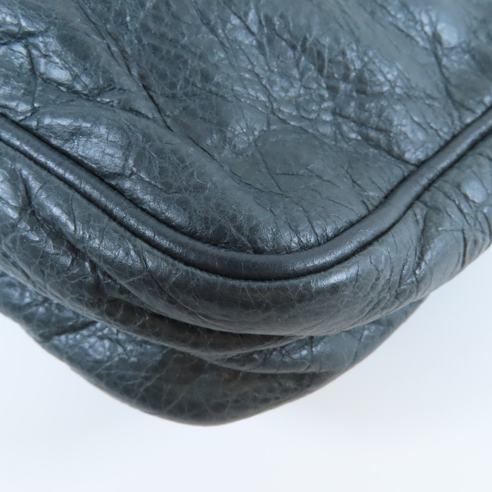 BALENCIAGA 牛皮皮革Gaint Hip銀扣肩背袋深灰色