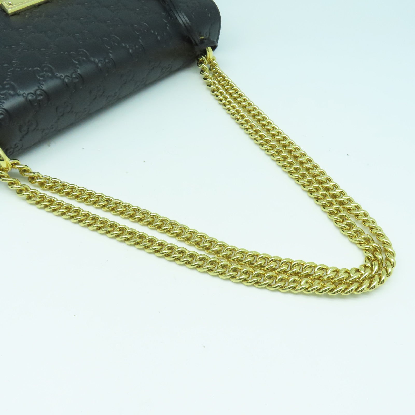 GUCCI 牛皮皮革Shoulder Bag金扣鏈帶肩背袋黑色