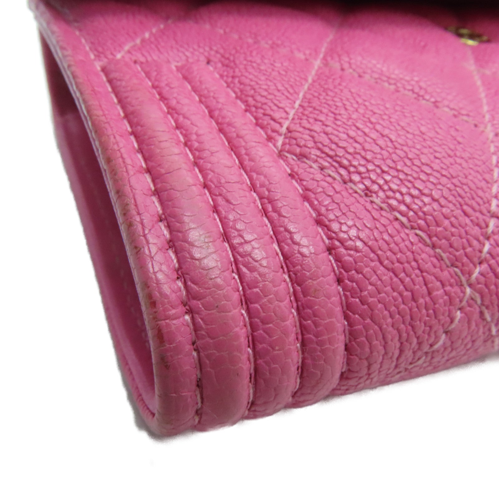 CHANEL 【激减优惠】菱格Caviar皮革Boy Chanel Flap Wallet金扣钱包粉红色
