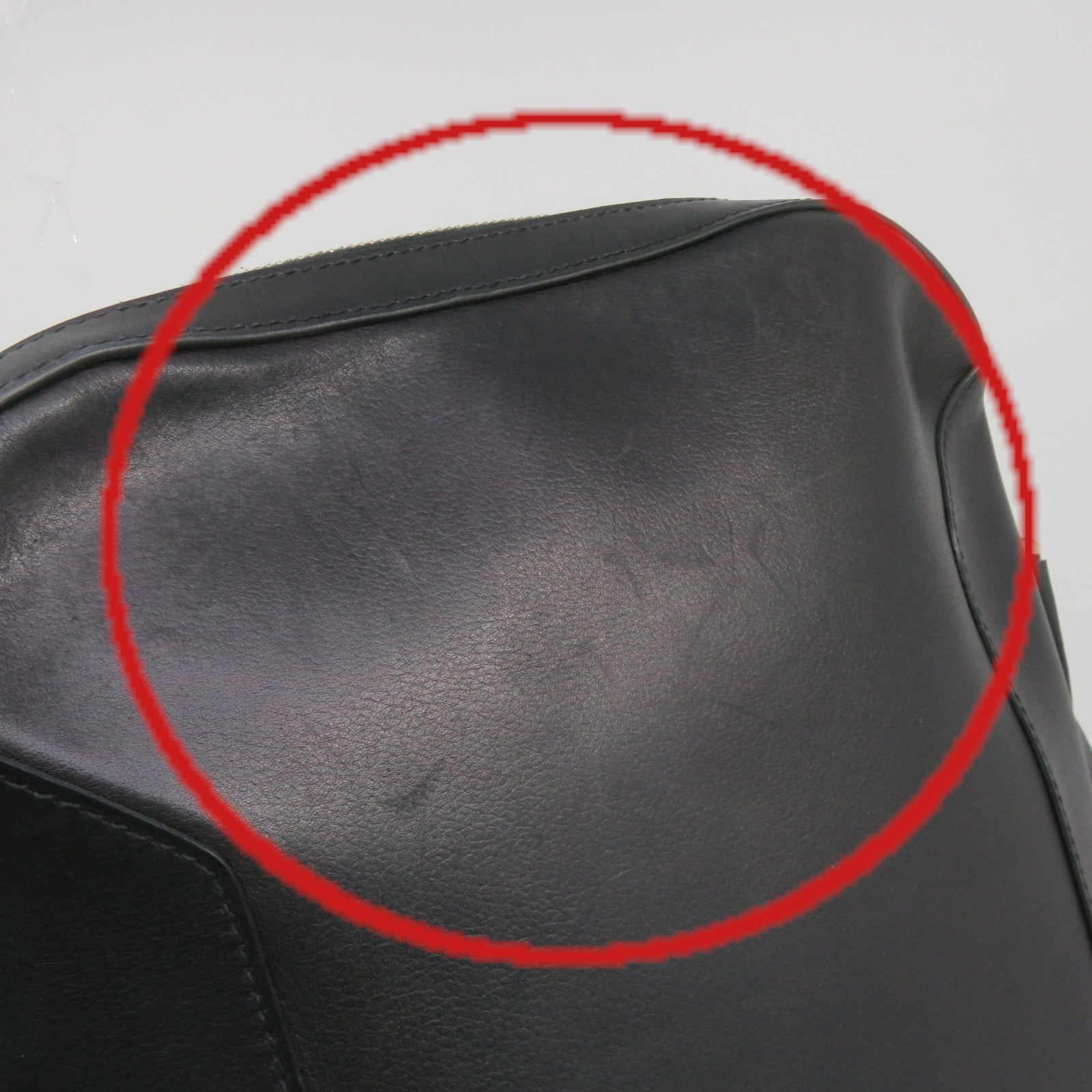 HERMES Cowhide Leather Shoulder Bag Black