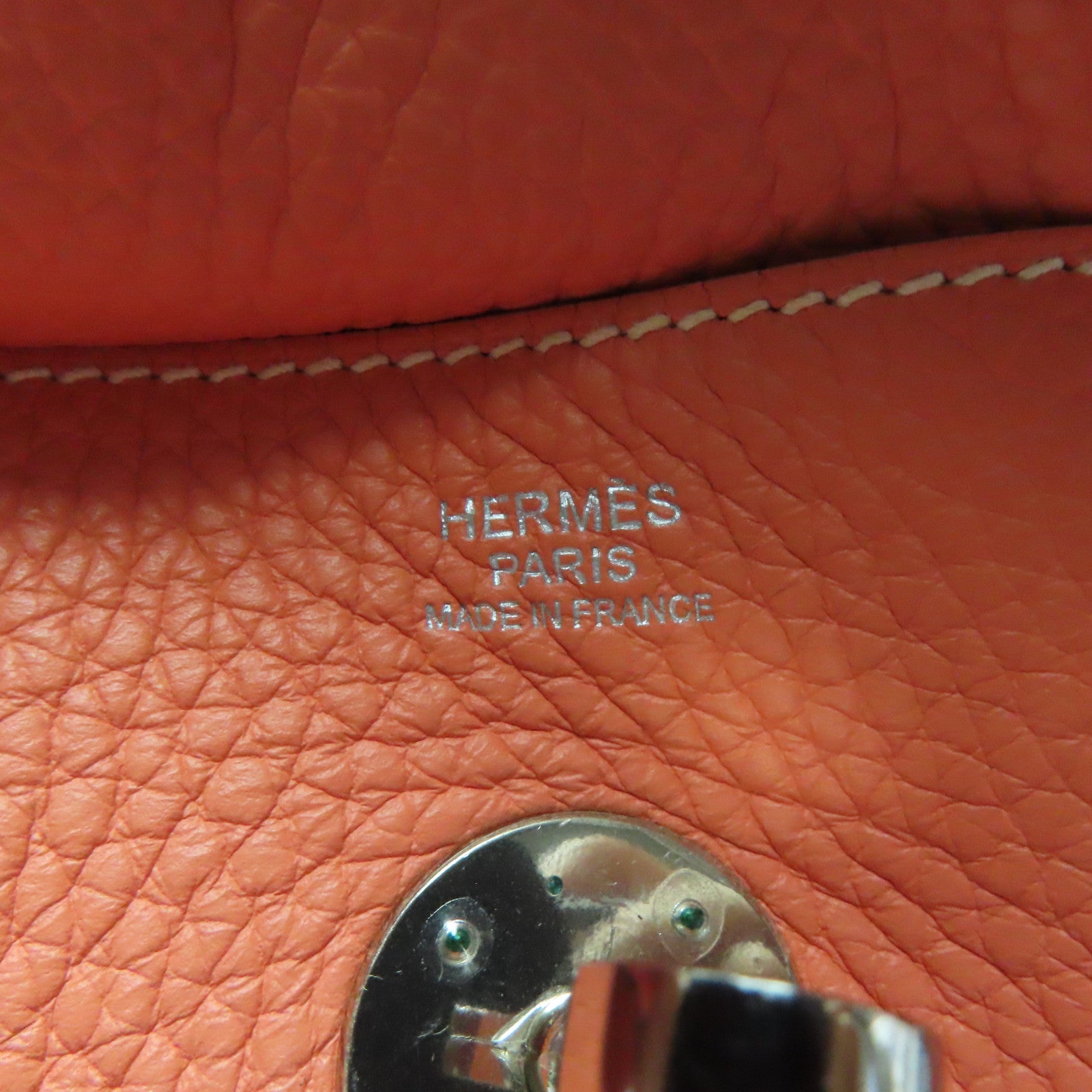 HERMES Clemence Leather Lindy 30 Silver Buckle Shoulder Bag Flamingo Pink