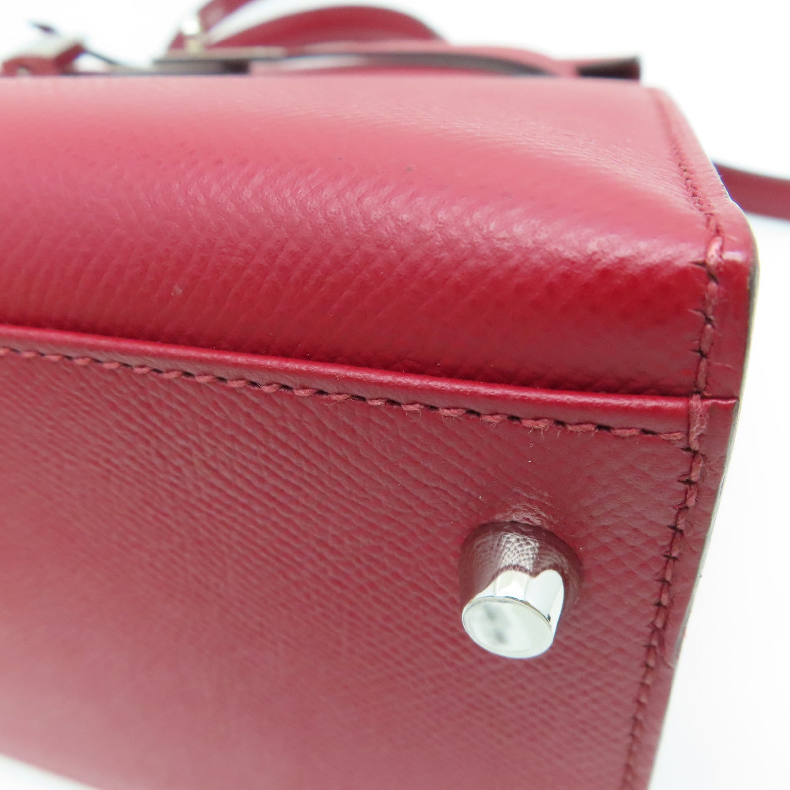 HERMES [Sharp Discount] Epson Leather Kelly 32 Silver Buckle Hand Bag Rouge Grenat/Red