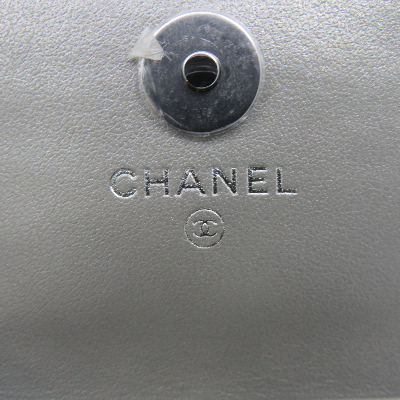 CHANEL 菱格羊皮皮革Chain Card Holder银扣卡片套银色