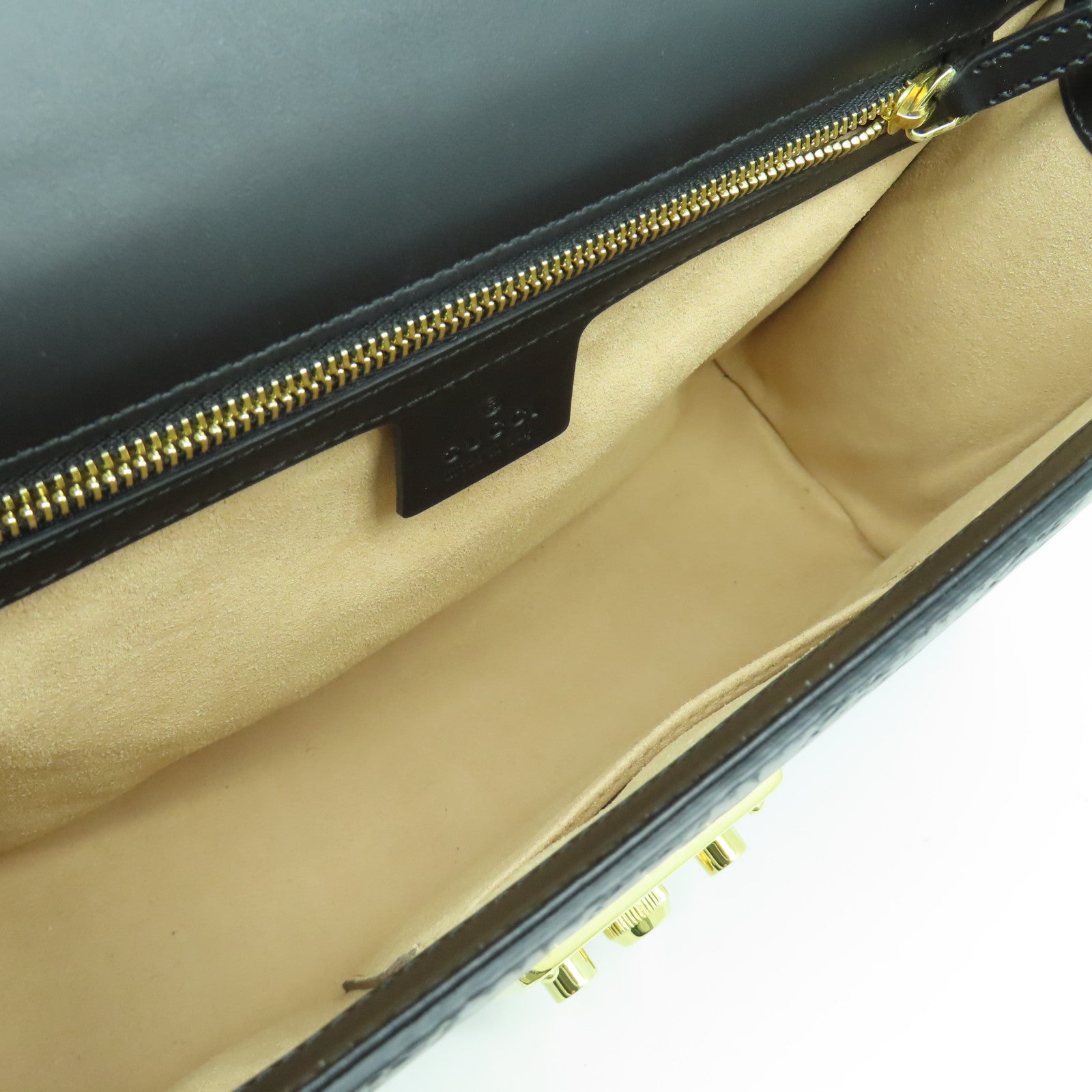 GUCCI 牛皮皮革Shoulder Bag金扣鏈帶肩背袋黑色