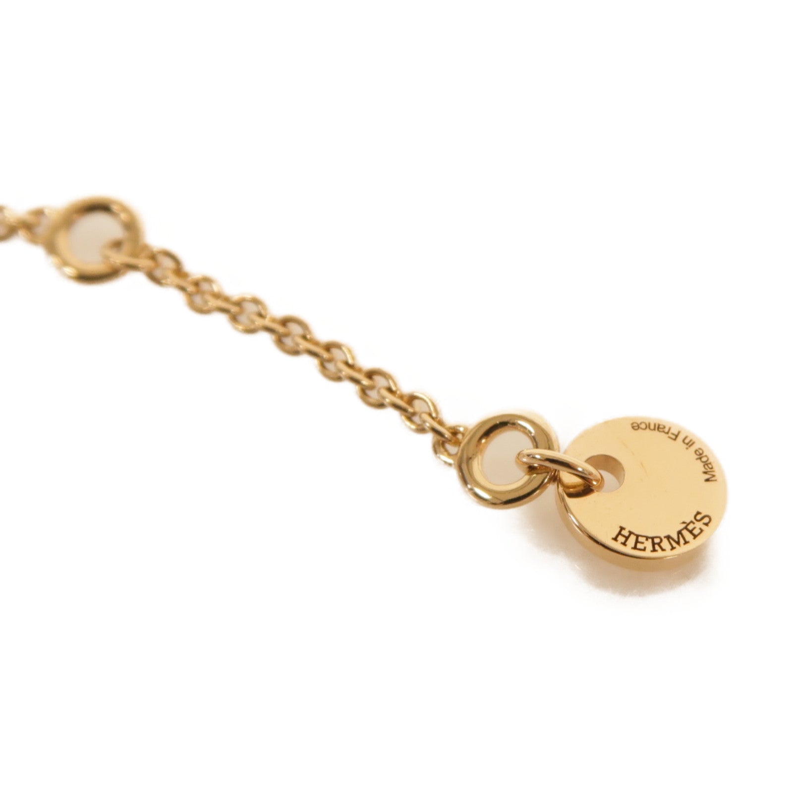 HERMES 黒翡翠/18K玫瑰金Amulette Constance項鍊黒色