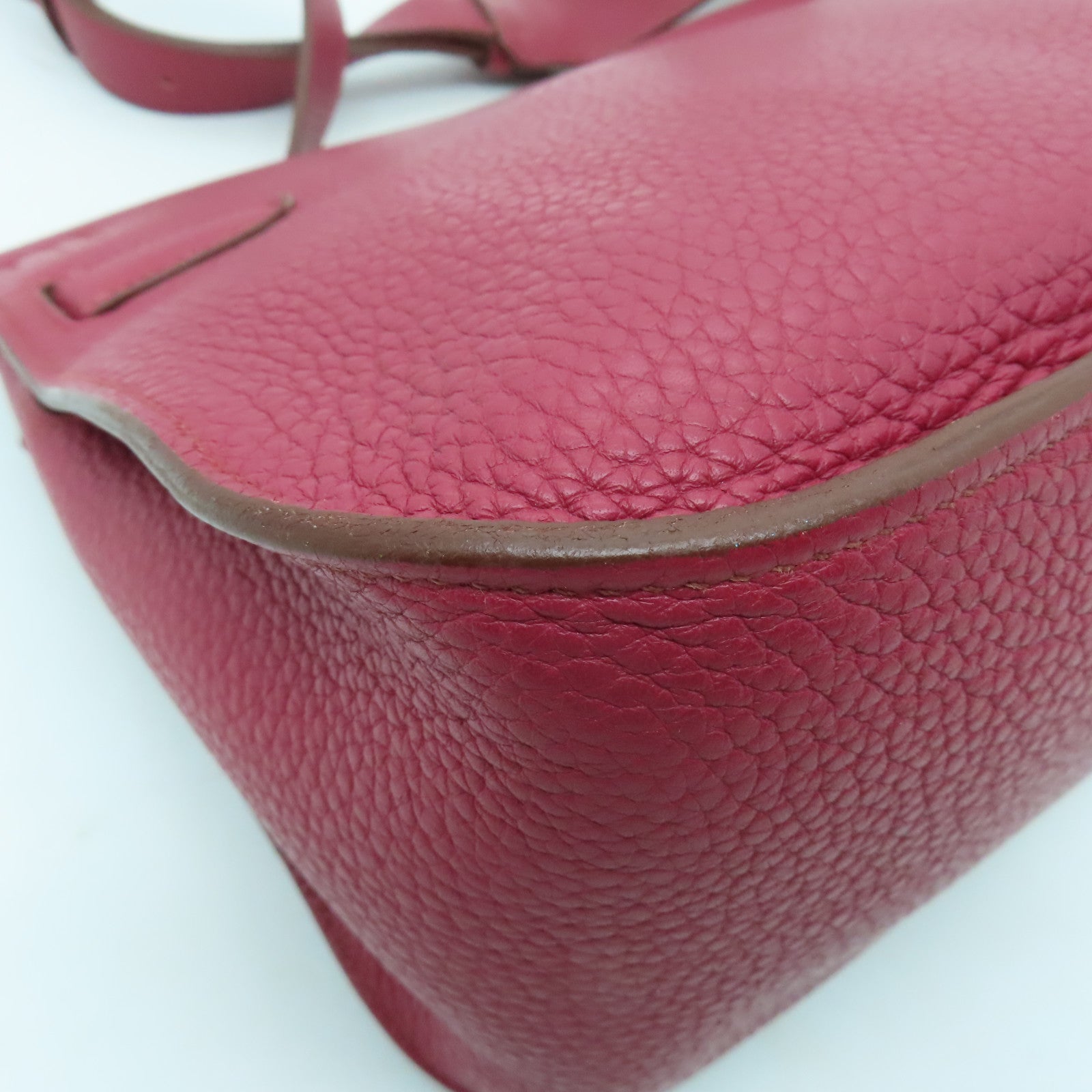HERMES Clemence皮革Jypsiere 28銀扣肩背袋Ruby酒紅色
