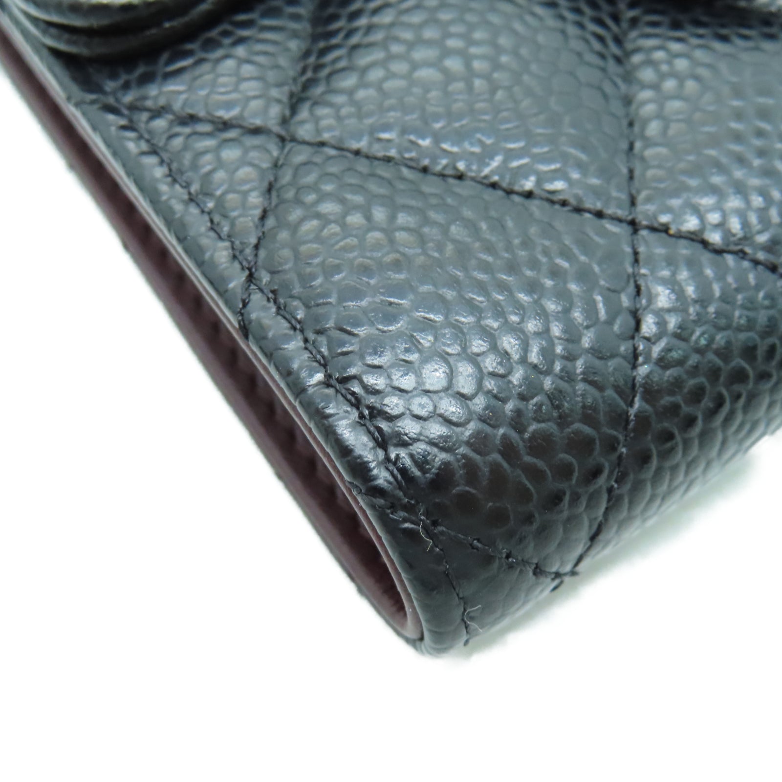 CHANEL 菱格Caviar皮革Wallet金扣錢包黑色