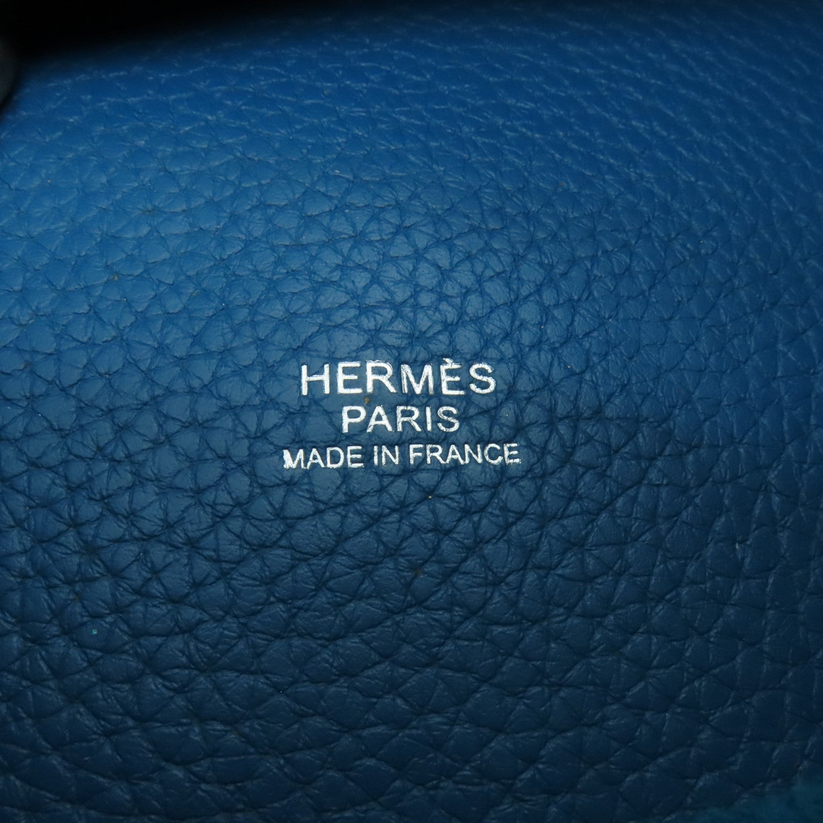 HERMES Clemence皮革Picotin GM銀扣手挽袋藍色