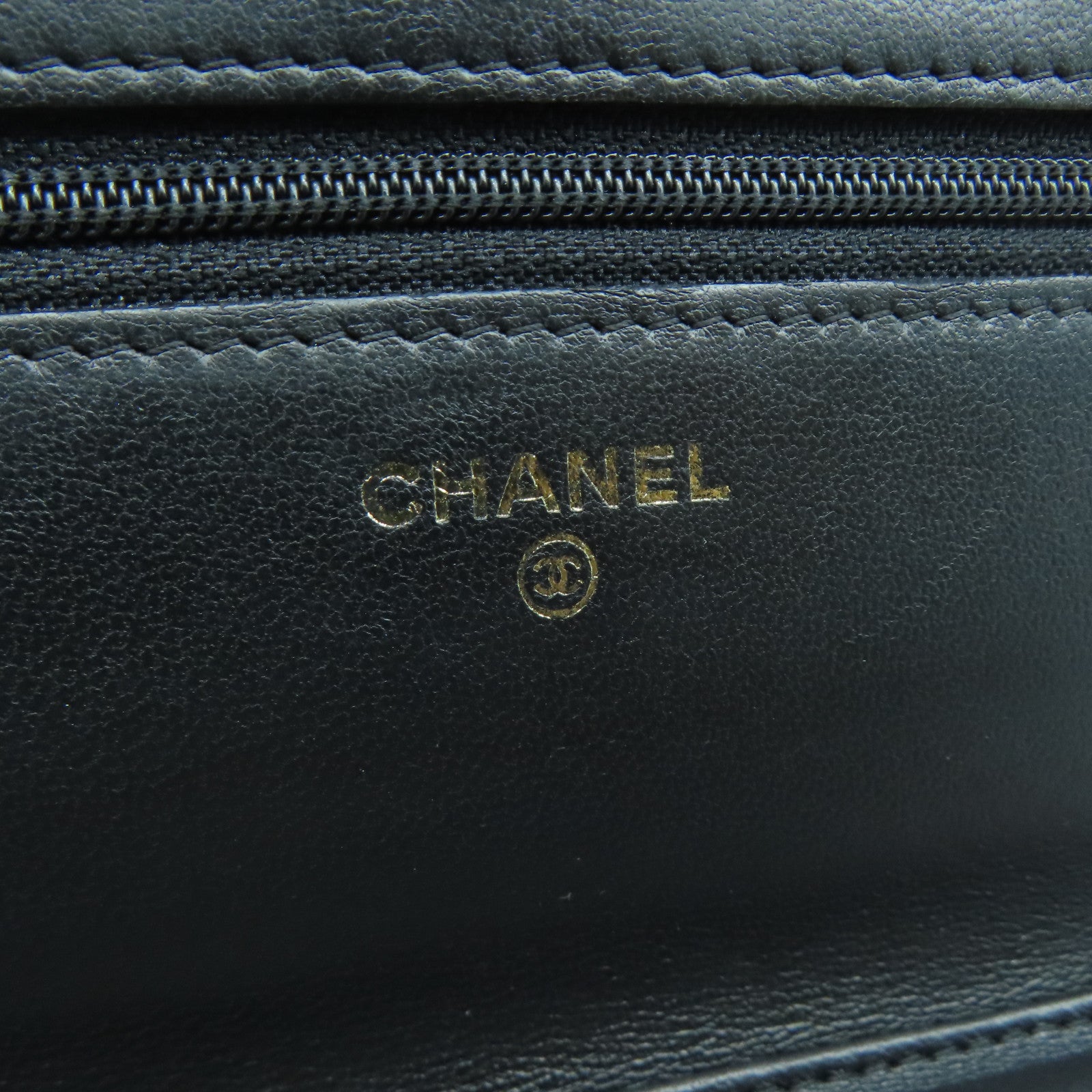CHANEL 菱格羊皮皮革WOC Shoulder Bag金扣鏈帶肩背袋黑色