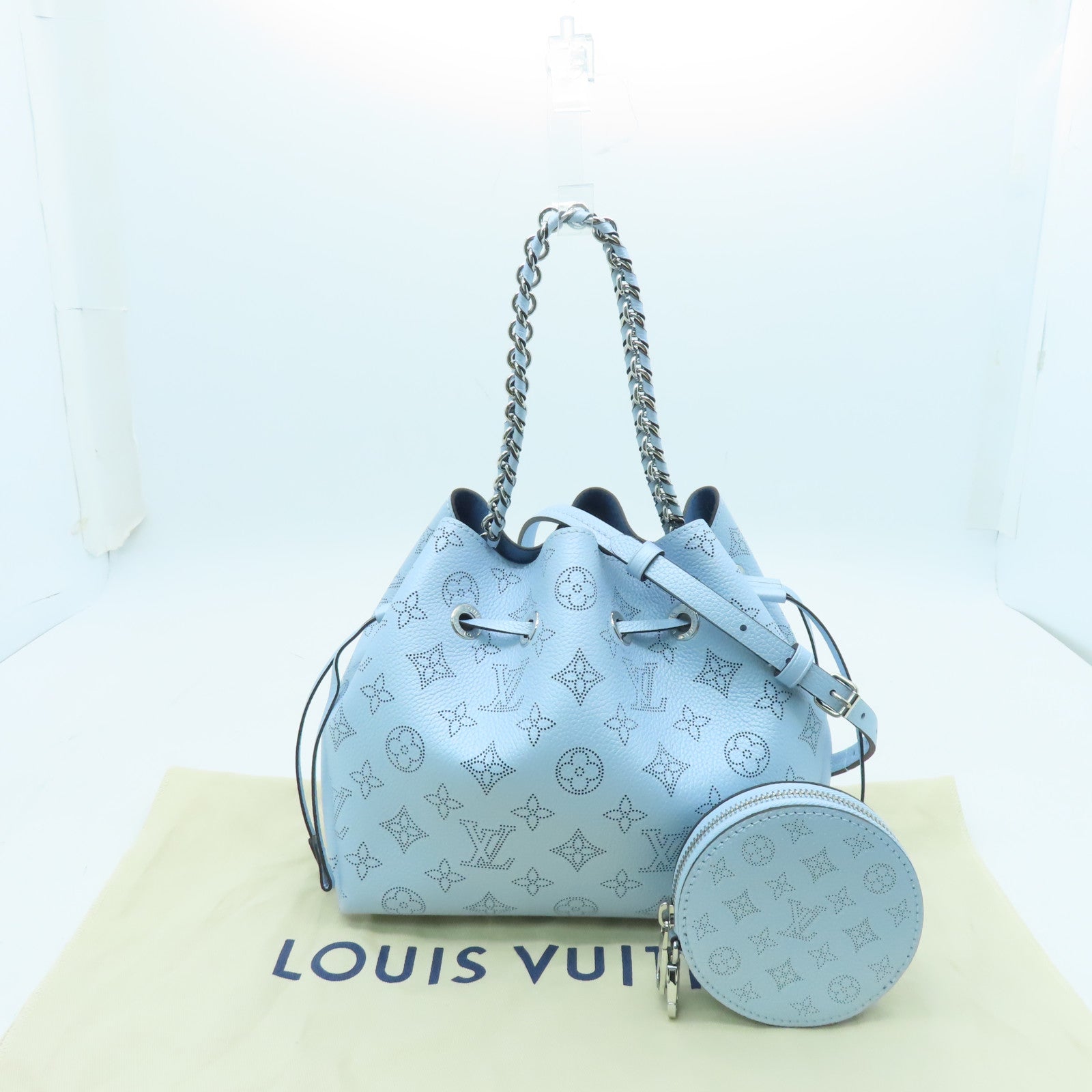 LOUIS VUITTON Mahina Bella Silver Buckle Shoulder Bag Powder Blue