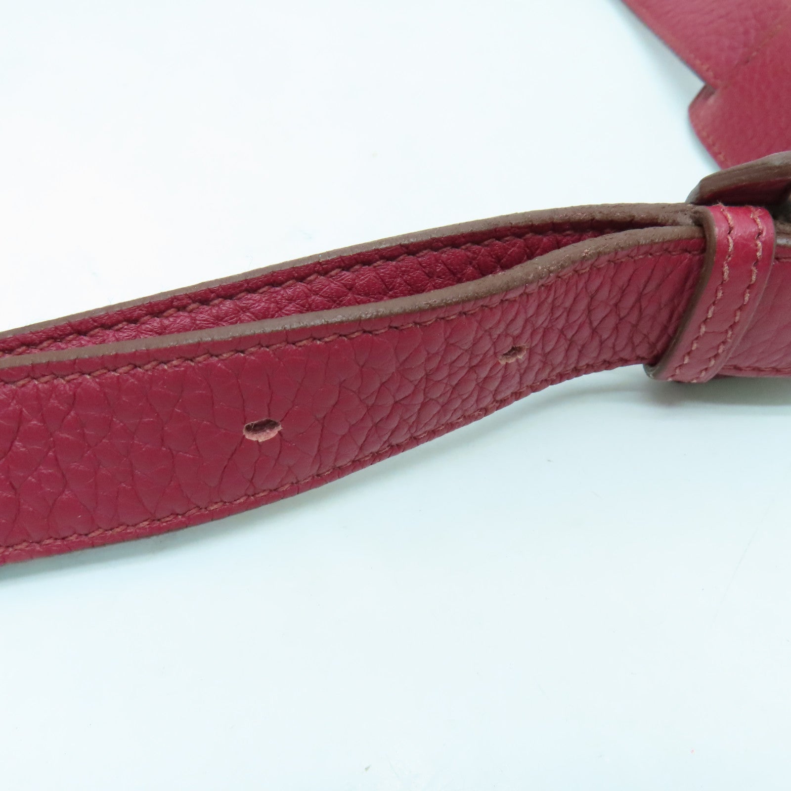 HERMES Clemence皮革Jypsiere 28銀扣肩背袋Ruby酒紅色