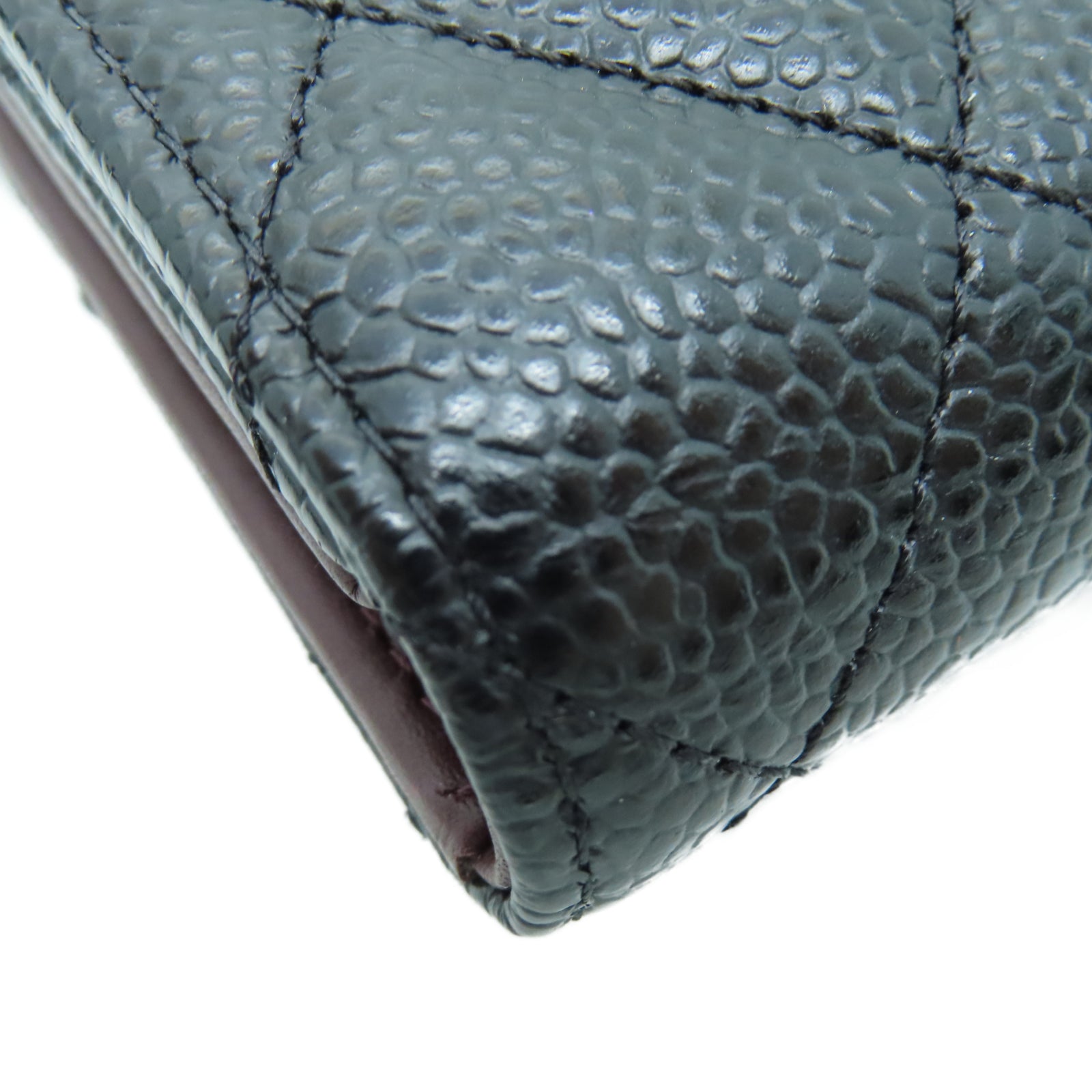 CHANEL 菱格Caviar皮革Wallet金扣錢包黑色