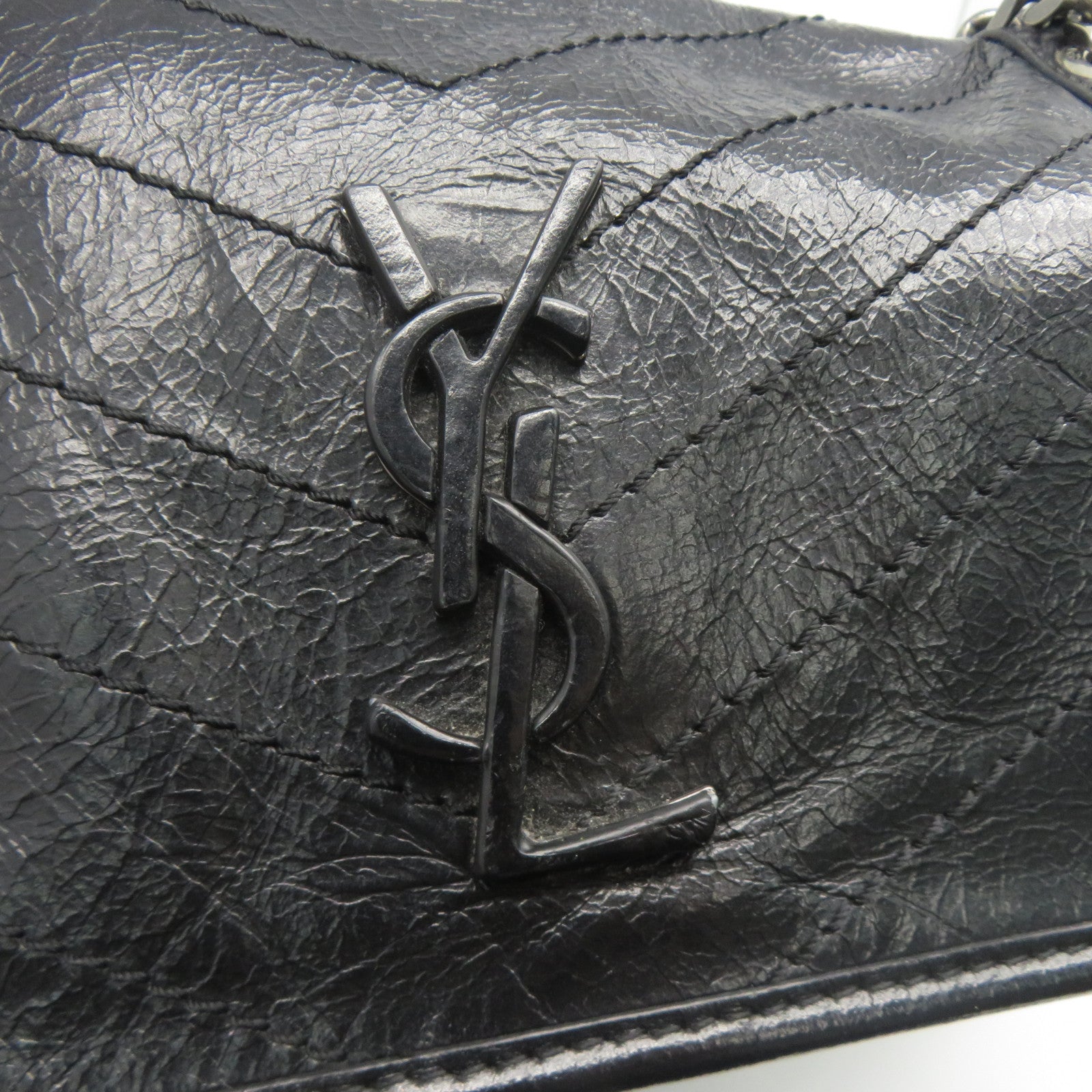 SAINT LAURENT 牛皮皮革Niki Medium銀扣鏈帶肩背袋黑色