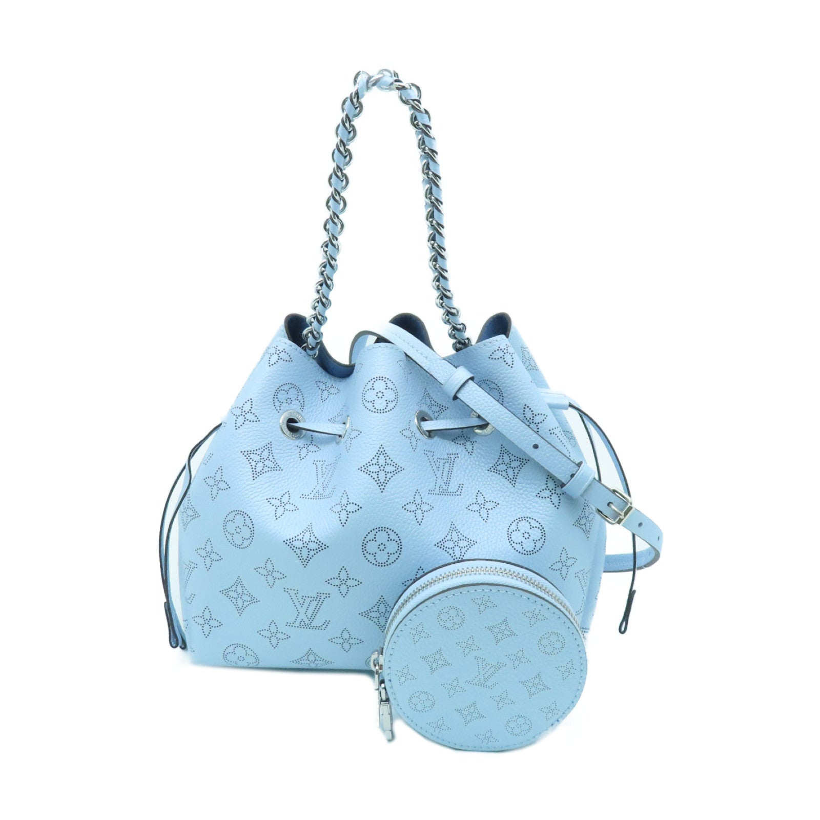 LOUIS VUITTON Mahina Bella Silver Buckle Shoulder Bag Powder Blue