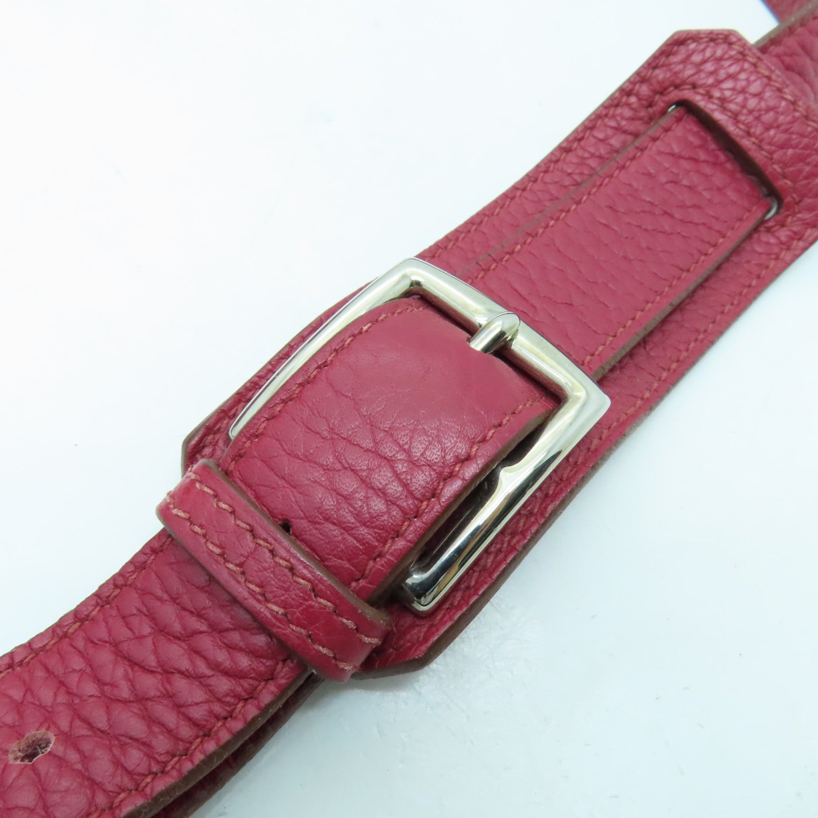 HERMES Clemence皮革Jypsiere 28銀扣肩背袋Ruby酒紅色