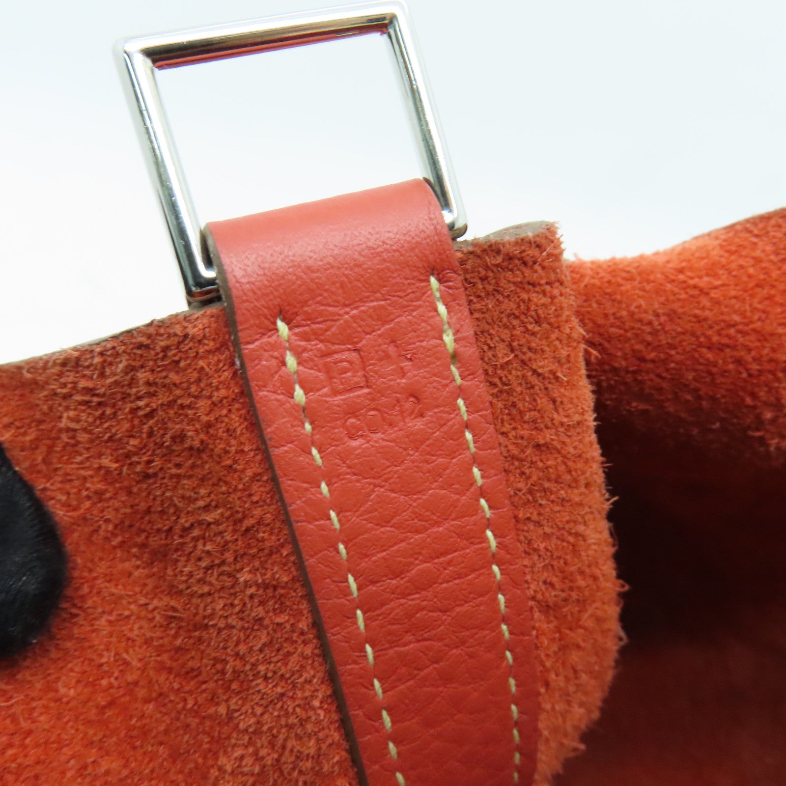 HERMES Clemence Leather Picotin GM Silver Buckle Handle Bag Red