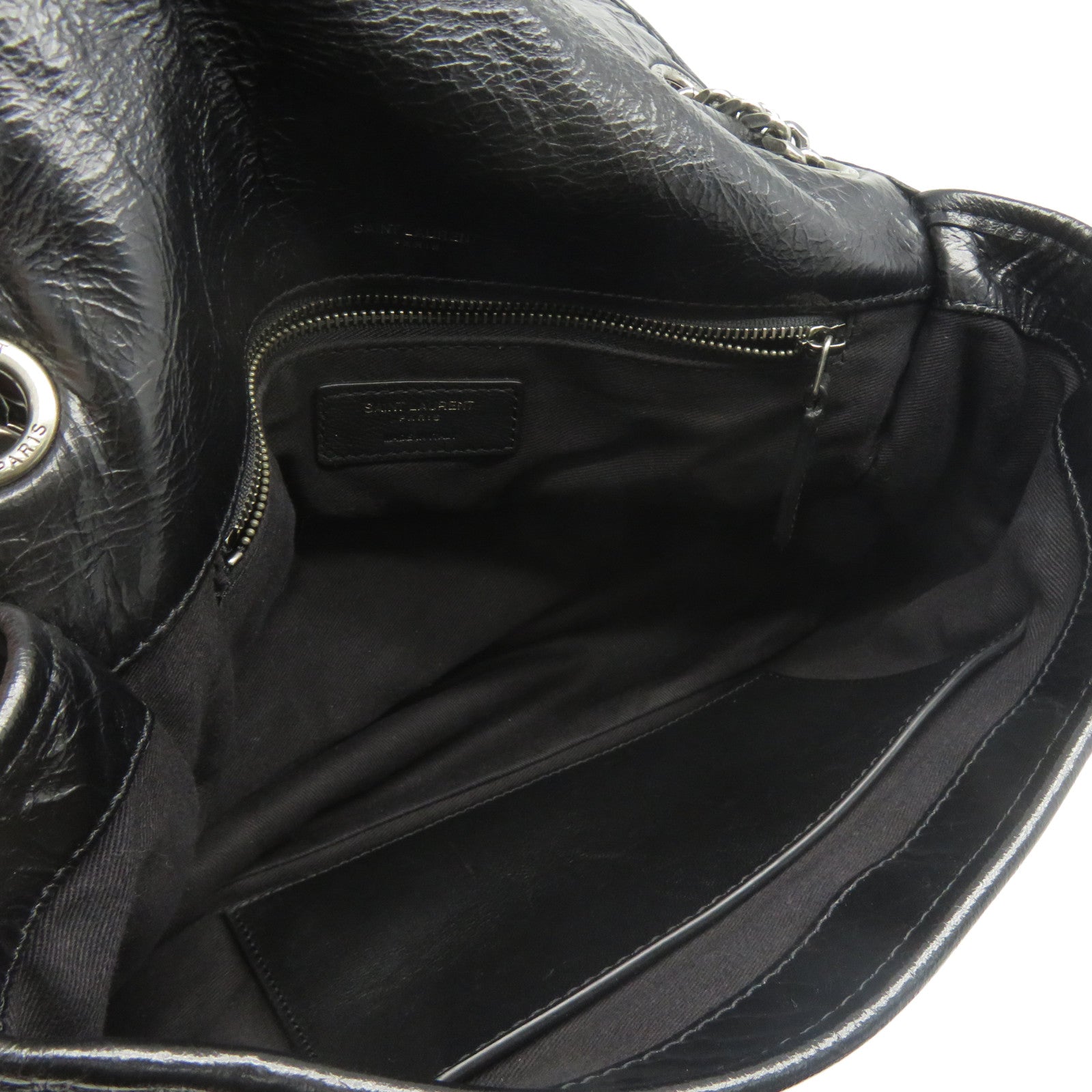 SAINT LAURENT 牛皮皮革Niki Medium銀扣鏈帶肩背袋黑色