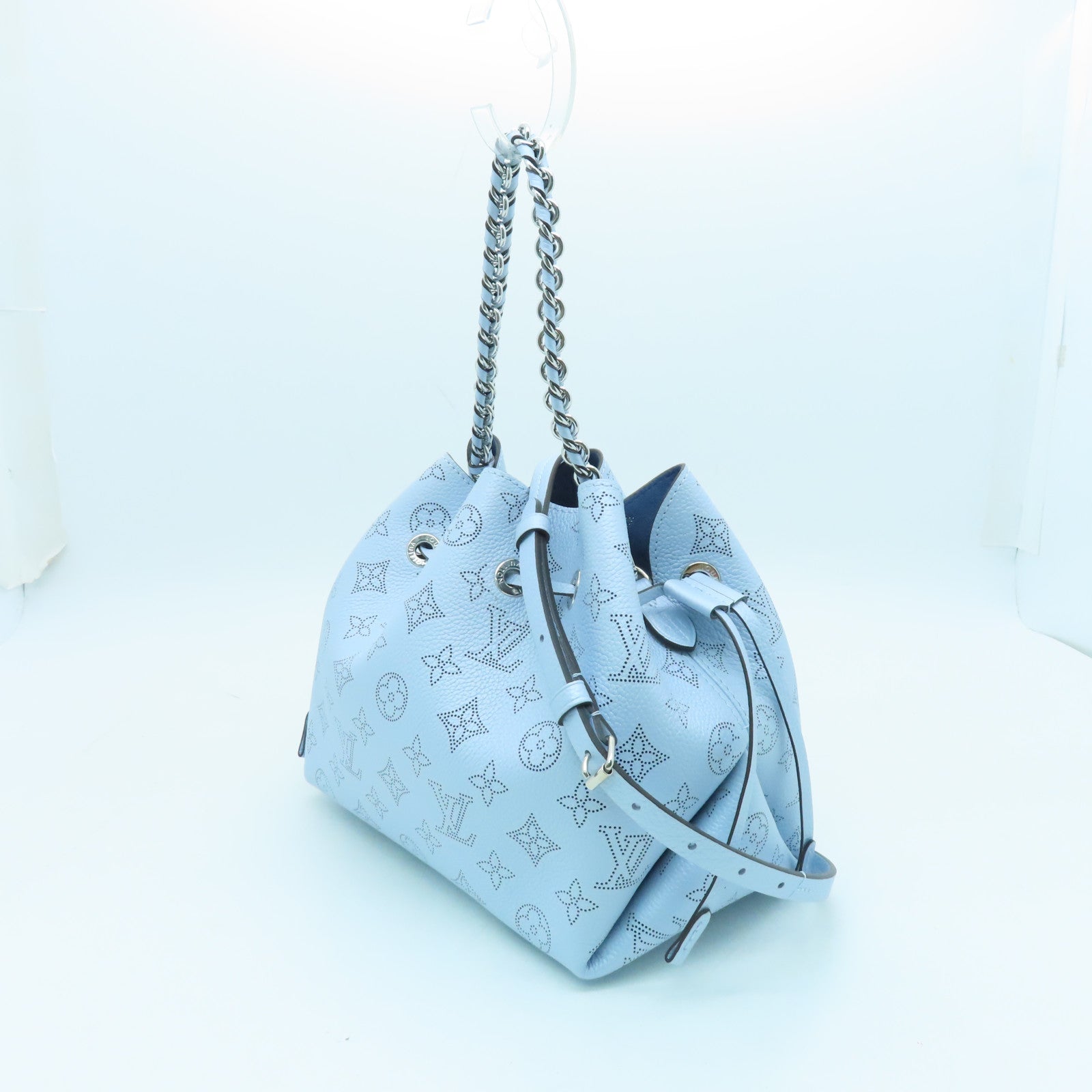 LOUIS VUITTON Mahina Bella Silver Buckle Shoulder Bag Powder Blue