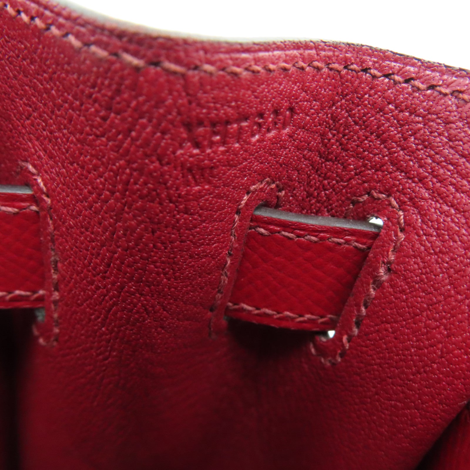HERMES [Sharp Discount] Epson Leather Kelly 32 Silver Buckle Hand Bag Rouge Grenat/Red