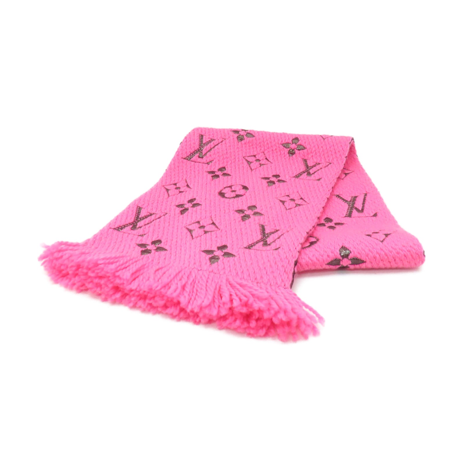 LOUIS VUITTON 羊毛/絲質Scarf絲巾粉紅色/黒色