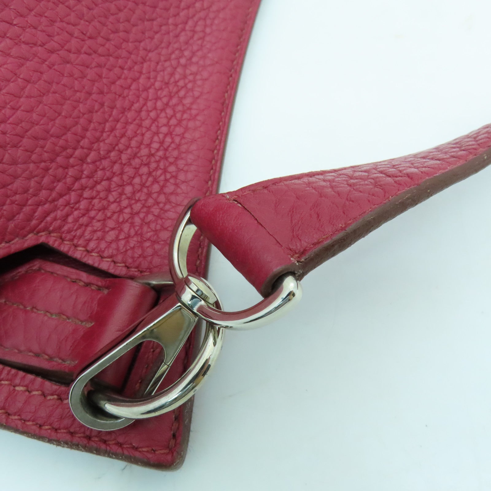 HERMES Clemence皮革Jypsiere 28銀扣肩背袋Ruby酒紅色