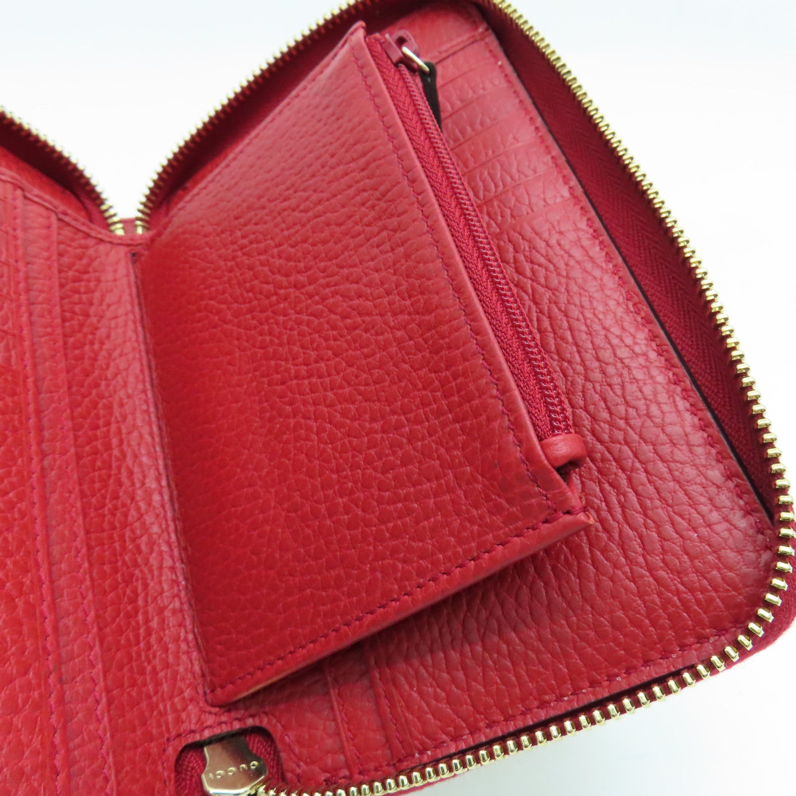 GUCCI 帆布Wallet金扣錢包紅色/啡色