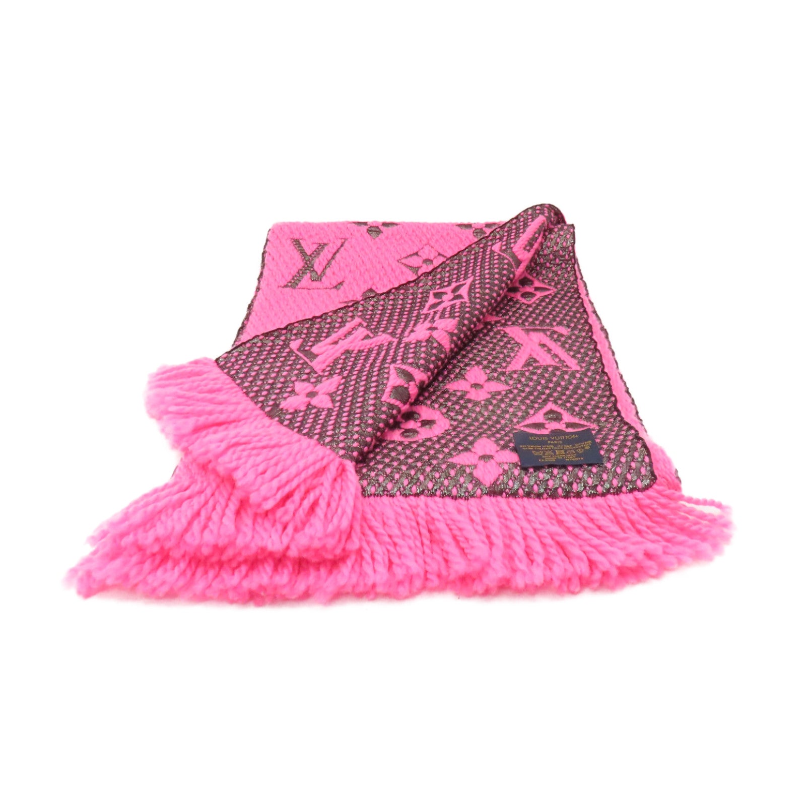 LOUIS VUITTON 羊毛/絲質Scarf絲巾粉紅色/黒色