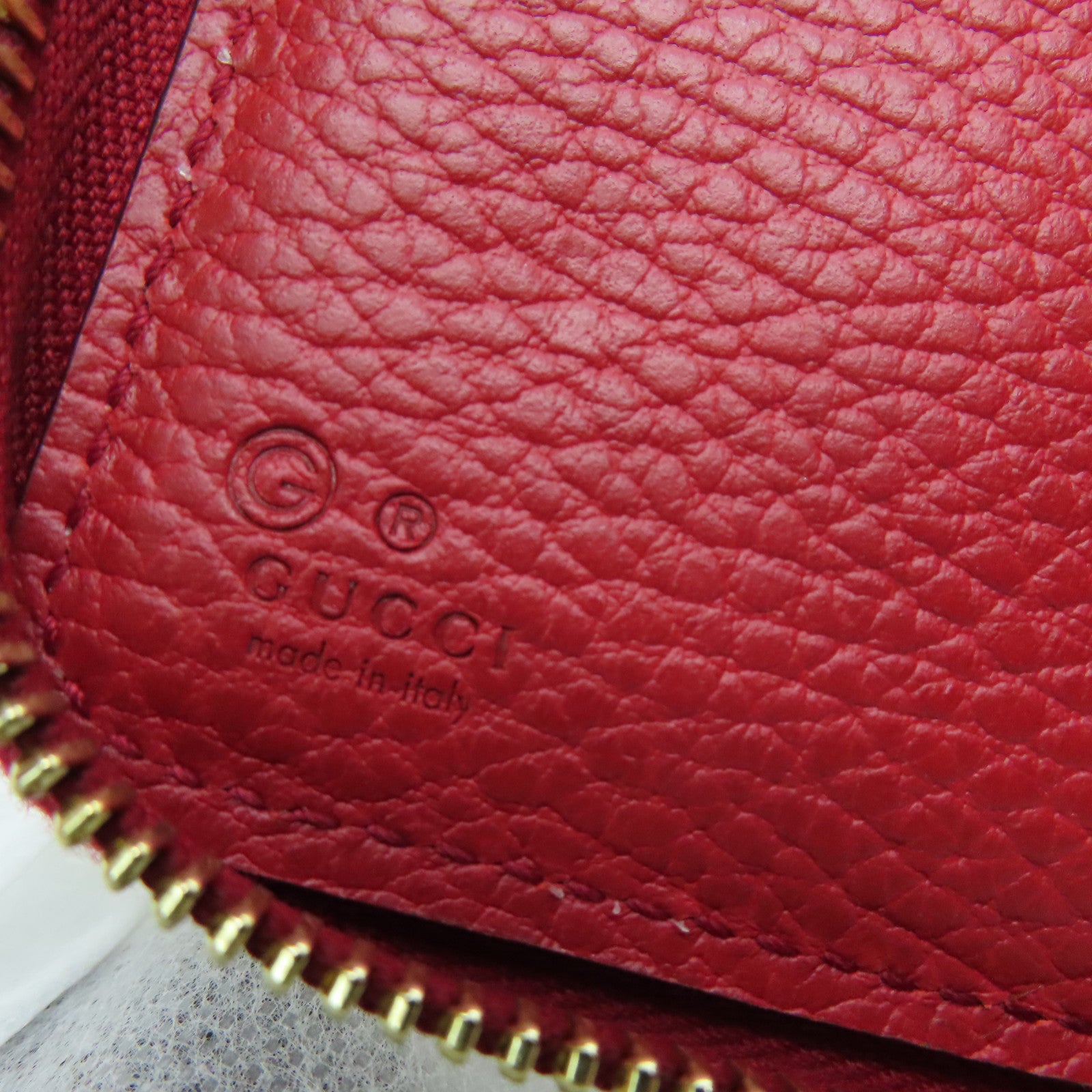 GUCCI 帆布Wallet金扣錢包紅色/啡色