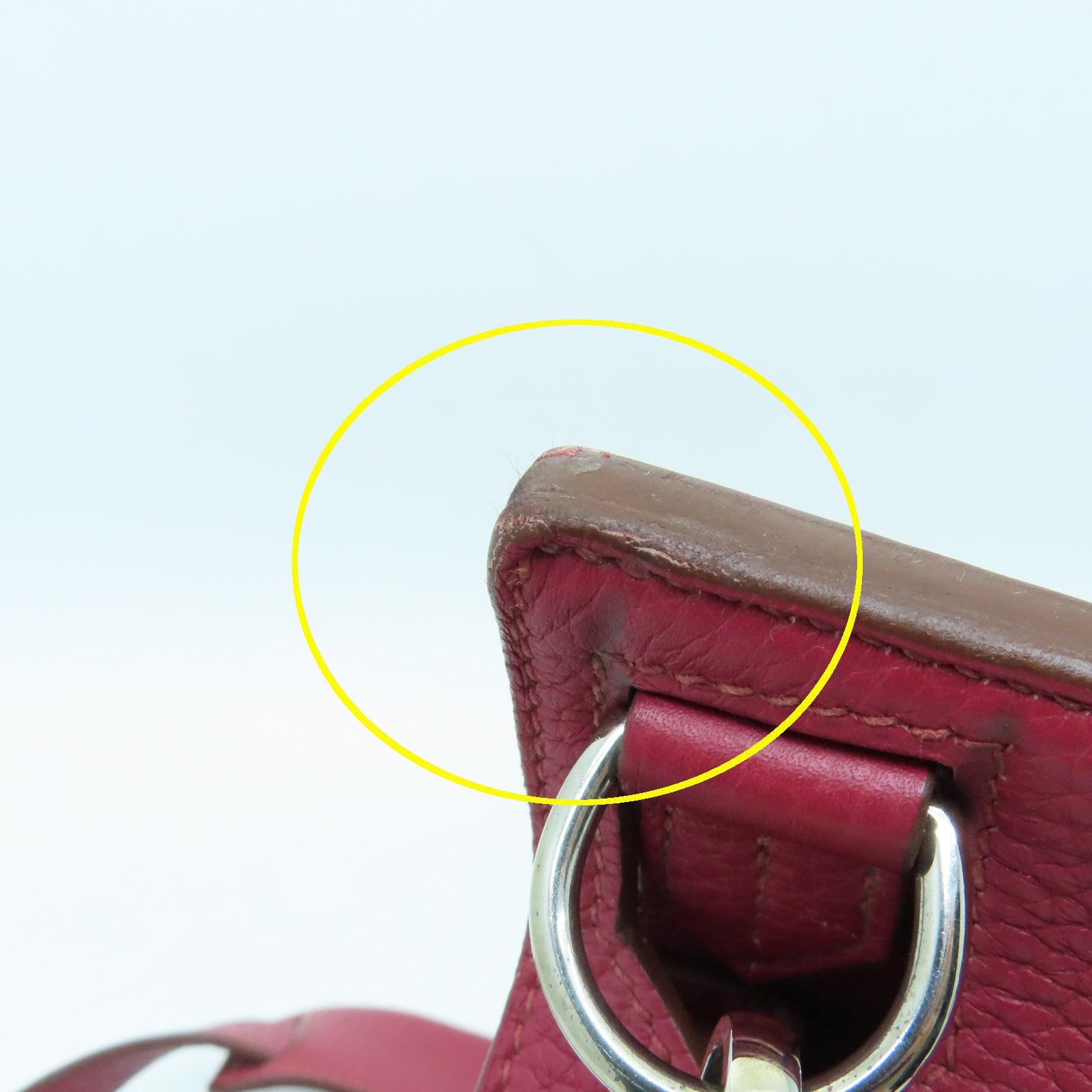 HERMES Clemence皮革Jypsiere 28銀扣肩背袋Ruby酒紅色