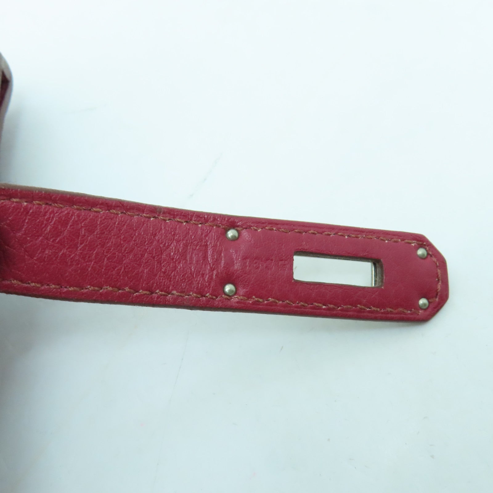 HERMES Clemence皮革Jypsiere 28銀扣肩背袋Ruby酒紅色