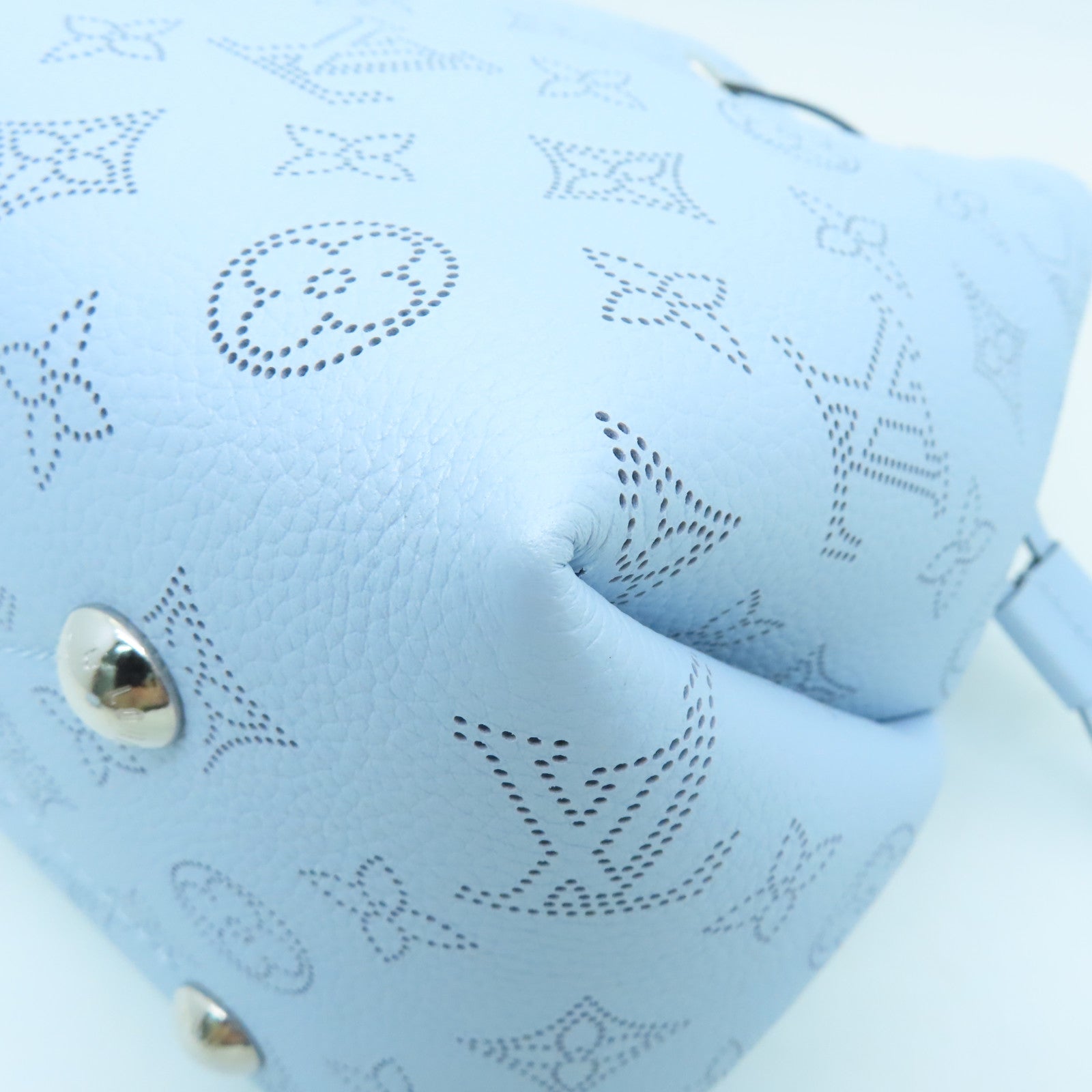 LOUIS VUITTON Mahina Bella Silver Buckle Shoulder Bag Powder Blue