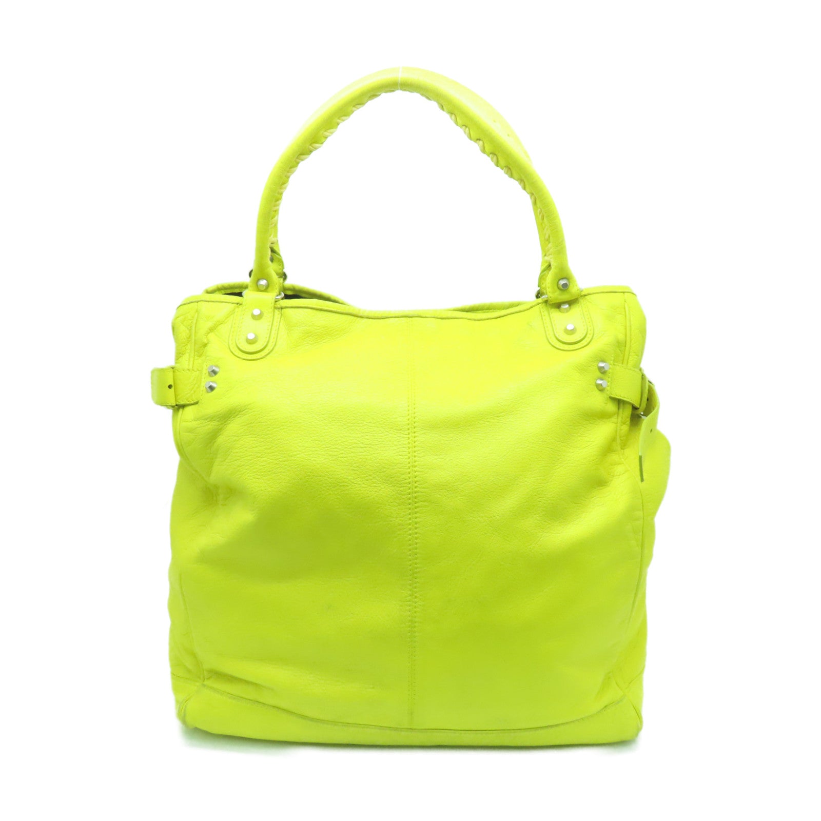 BALENCIAGA cowhide leather Shoulder Bag silver buckle shoulder bag yellow
