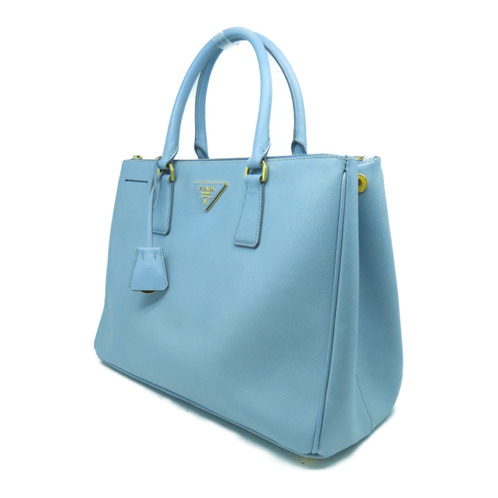 PRADA 牛皮皮革2 Way Shoulder Bag金扣手挽肩背兩用袋藍色